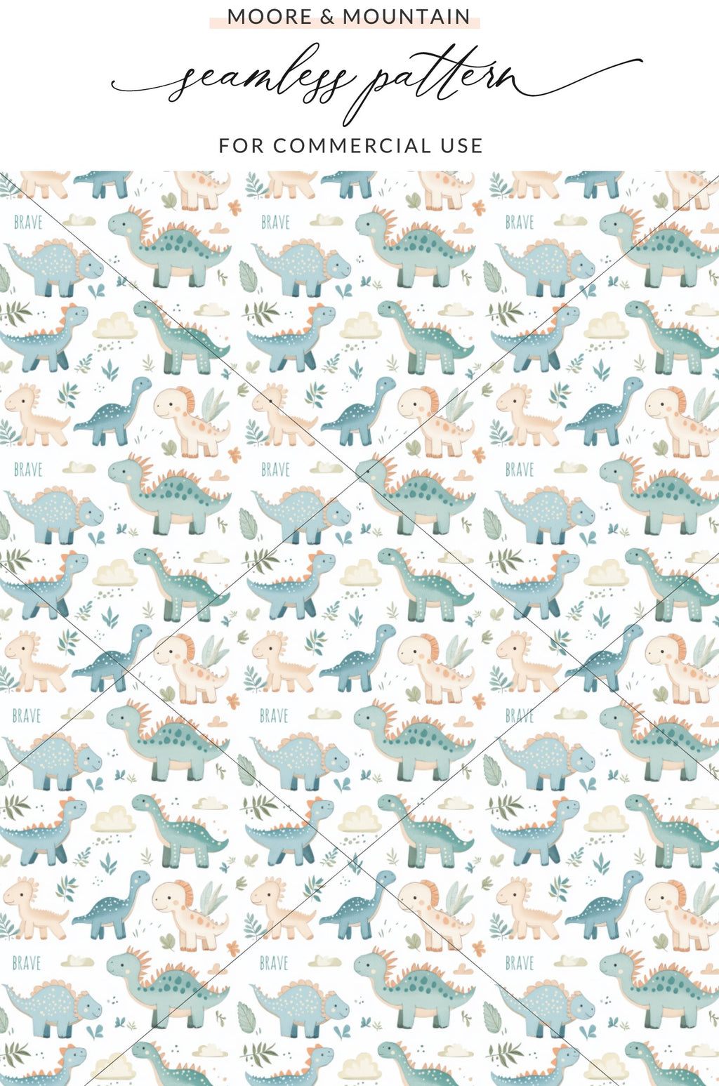 Cute Dinosaur Seamless Pattern for Commercial Use