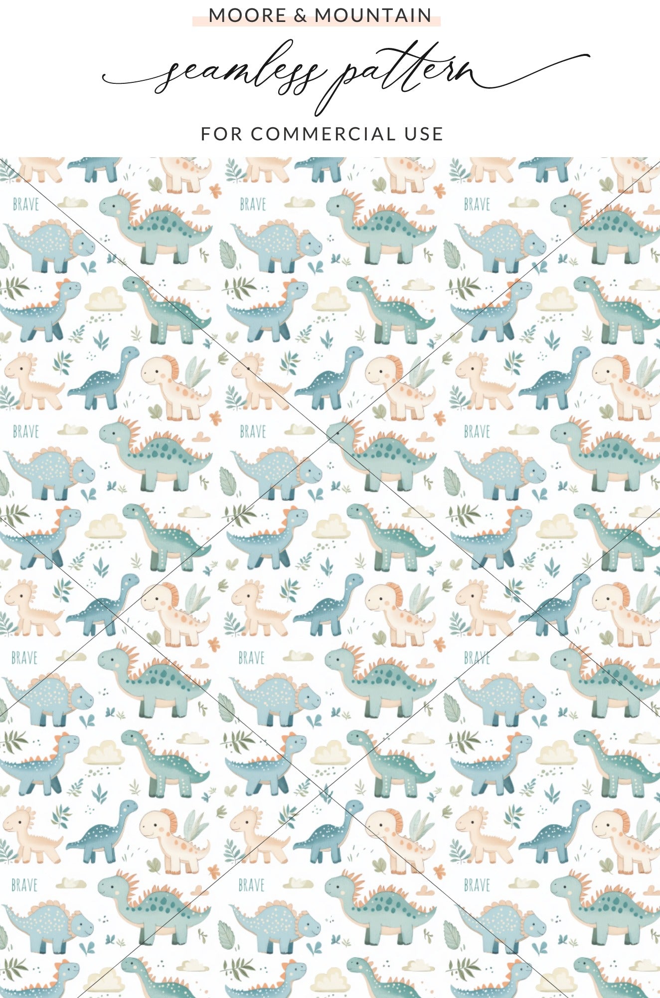 Cute Dinosaur Seamless Pattern for Commercial Use