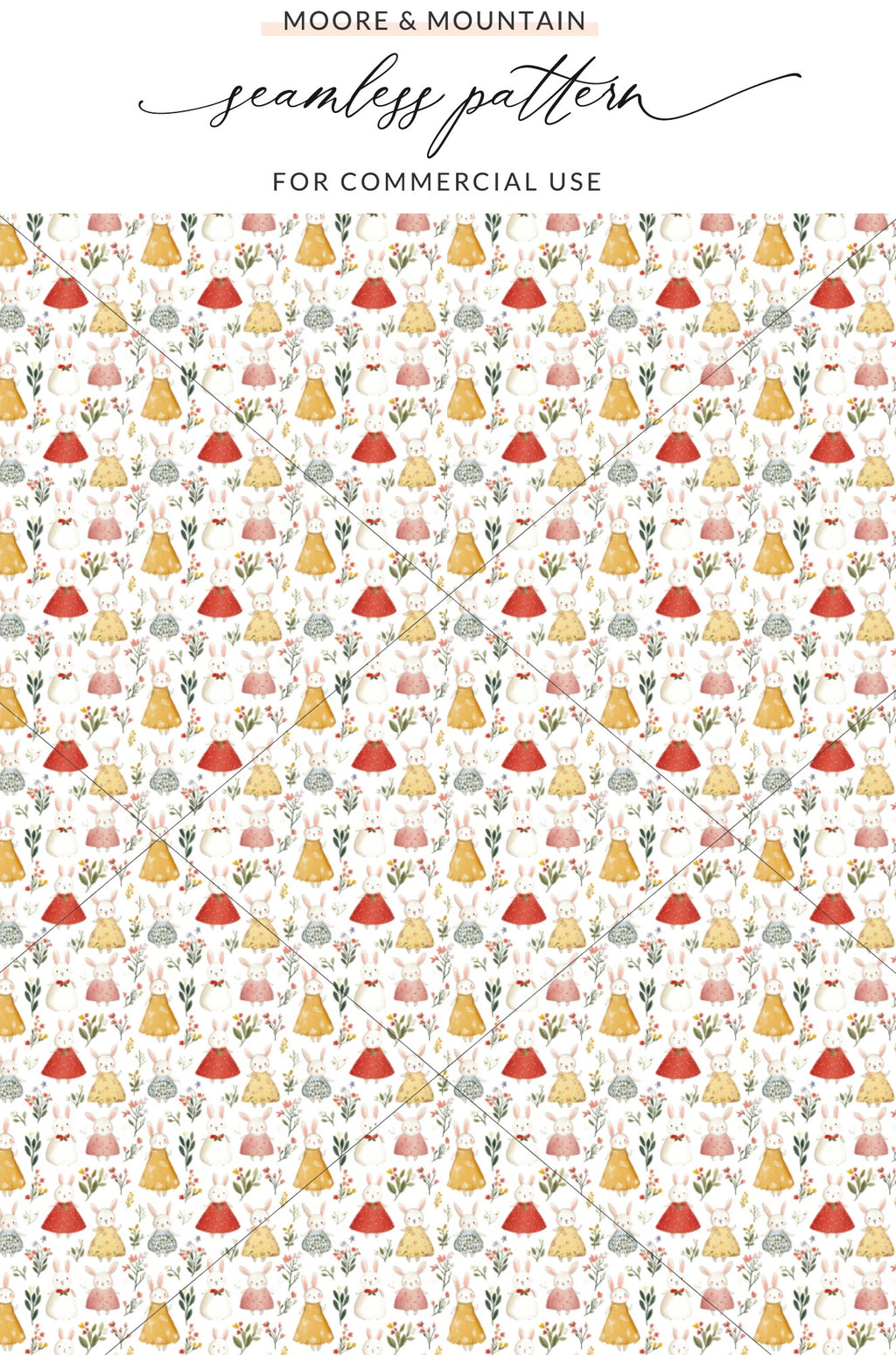 Moore Mountain seamless pattern adorable bunny print product type