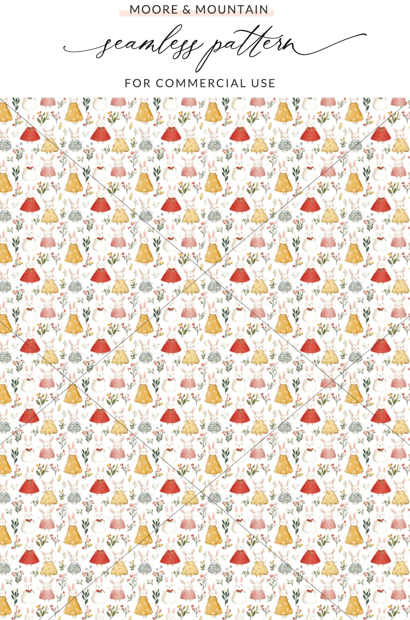 Moore Mountain seamless pattern adorable bunny print product type