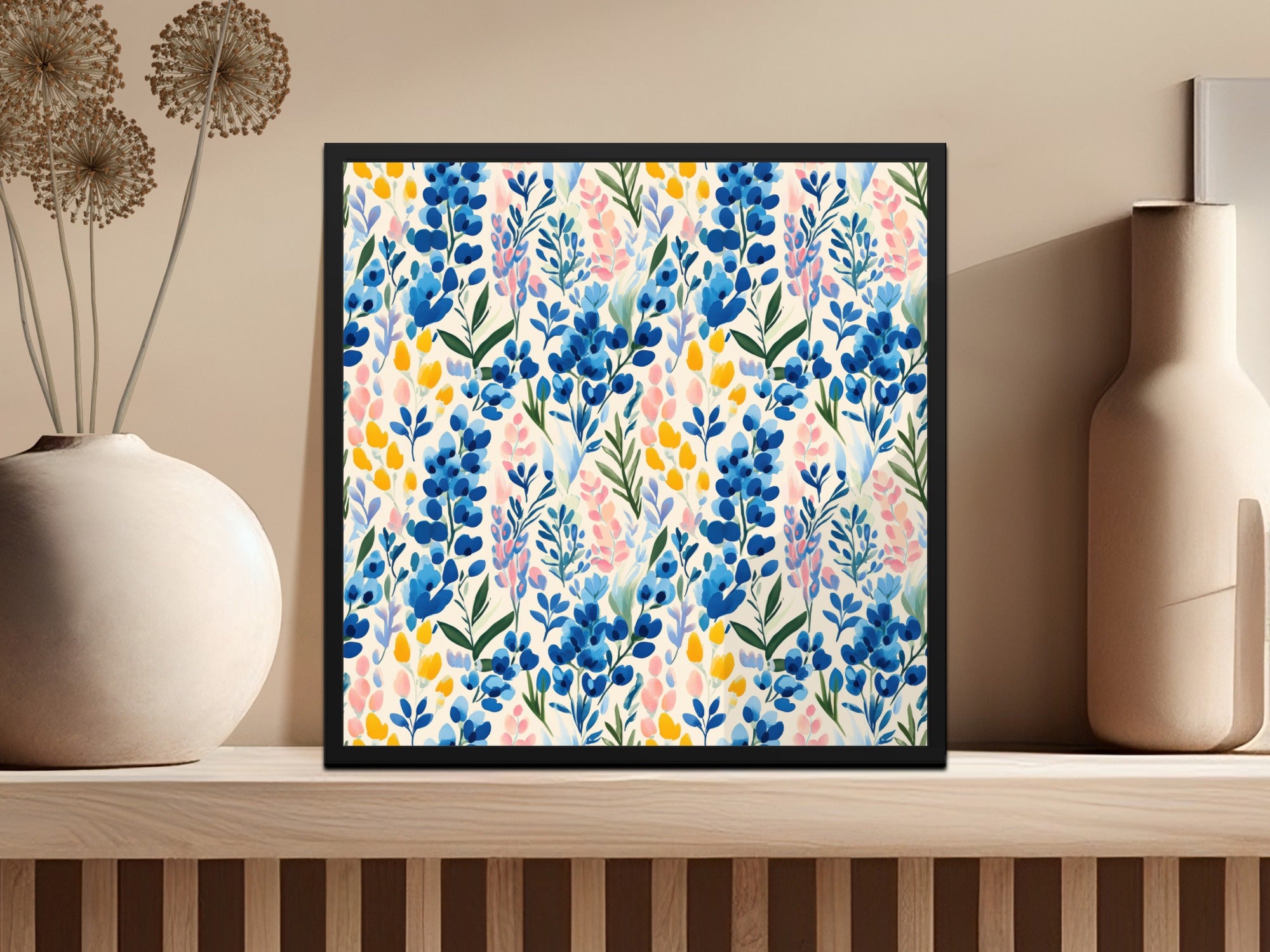 Vibrant Floral Botanical Pattern Wall Art Print