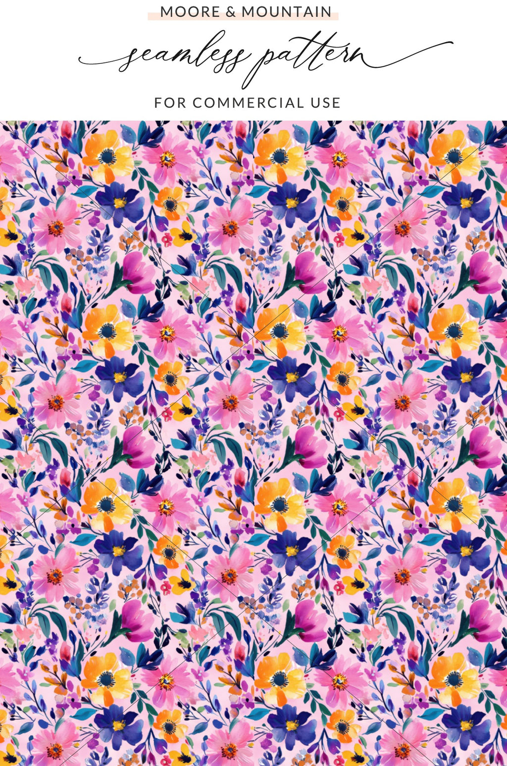 Vibrant Floral Seamless Pattern for Commercial Use