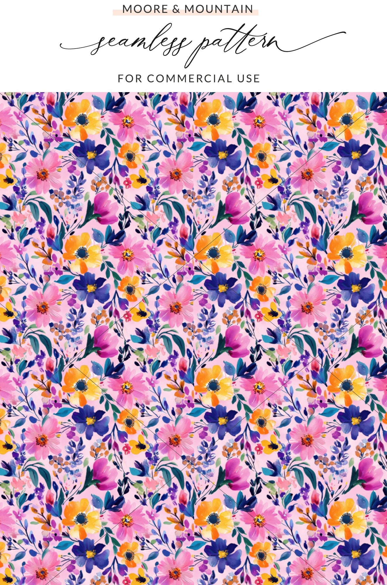 Vibrant Floral Seamless Pattern for Commercial Use