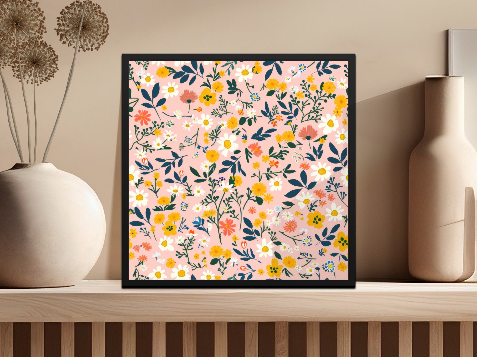 Vibrant Floral Pattern Art Print for Home Decor