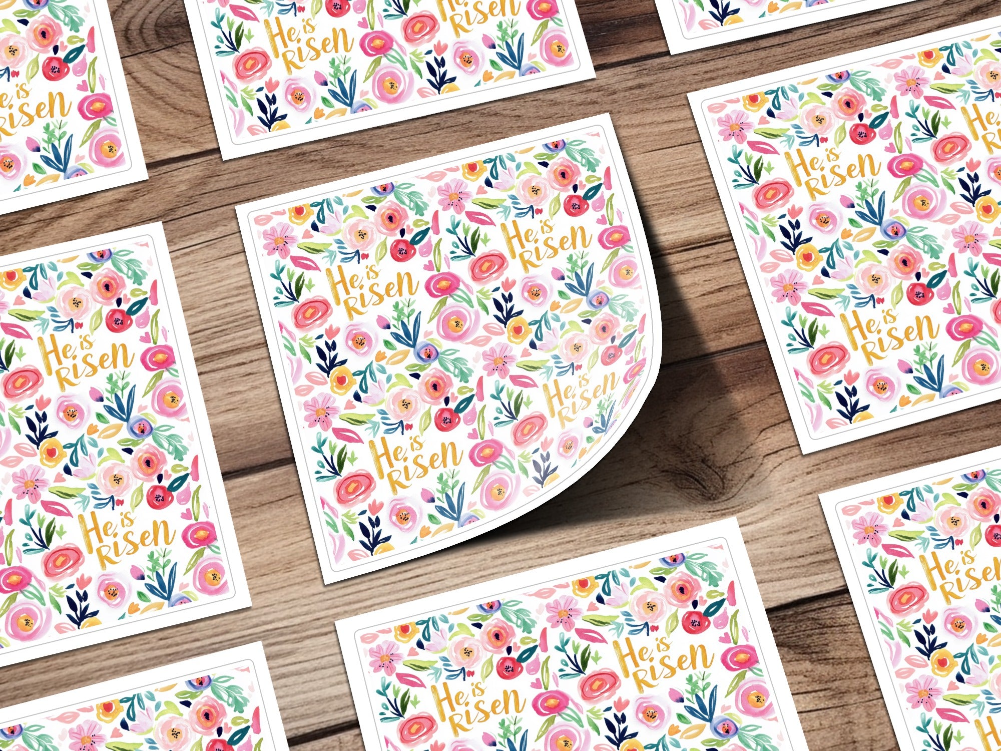 Vibrant Floral He Is Risen Design Greeting Cards