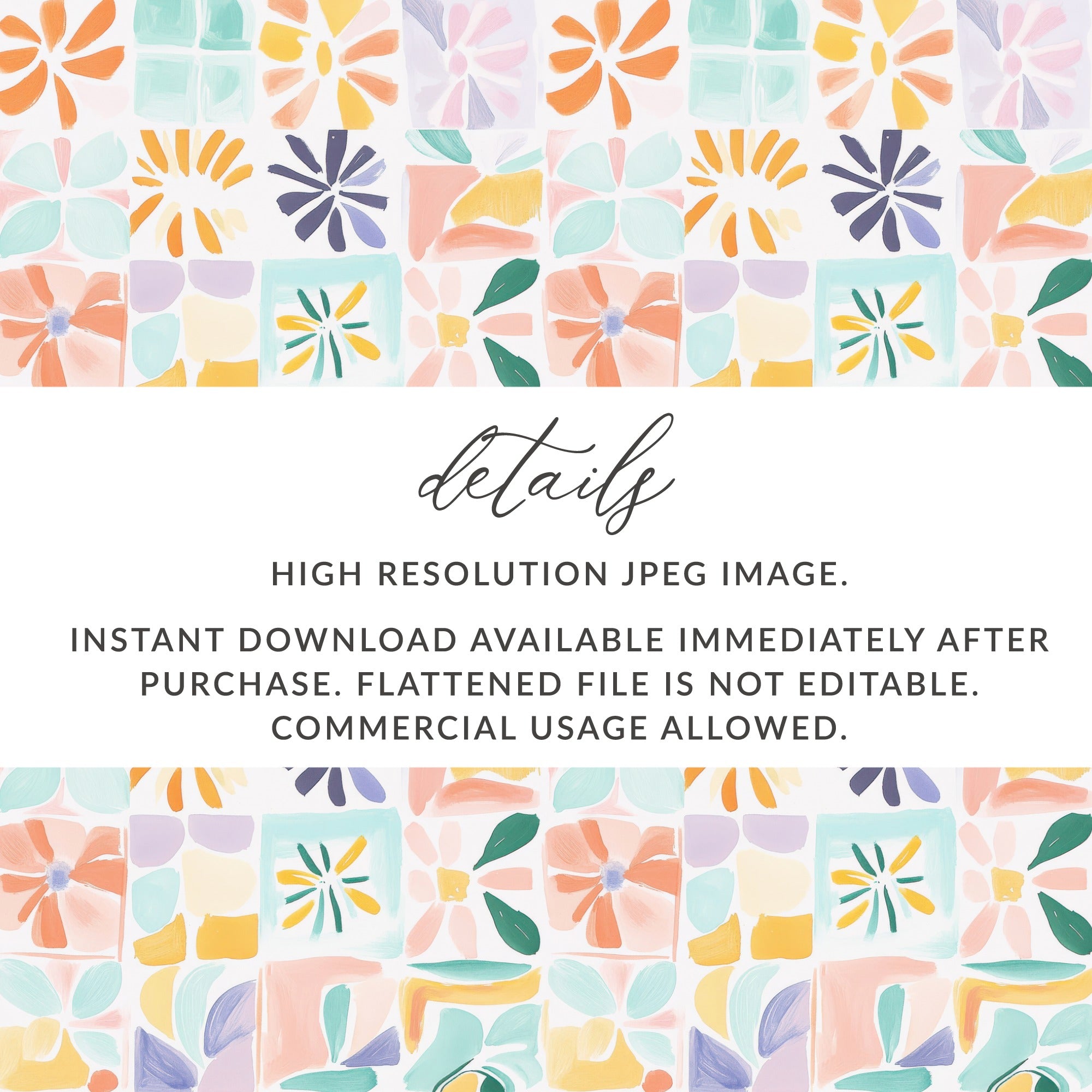 Colorful Abstract Floral Block Pattern Digital product type