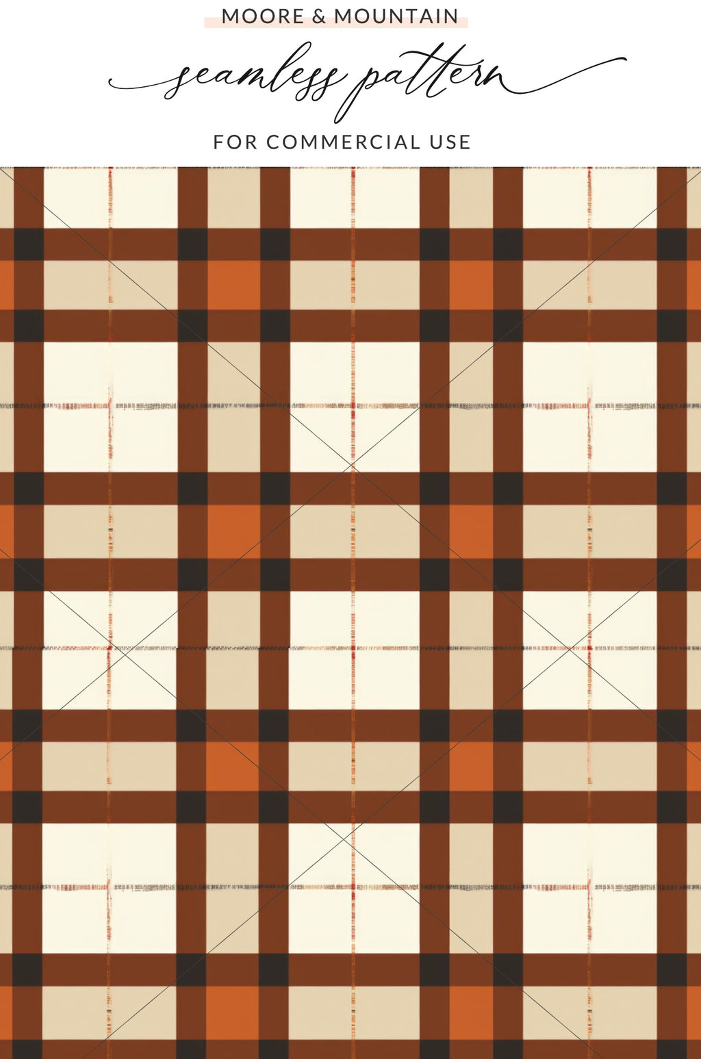 Seamless Brown Orange Plaid Pattern For Commercial Use