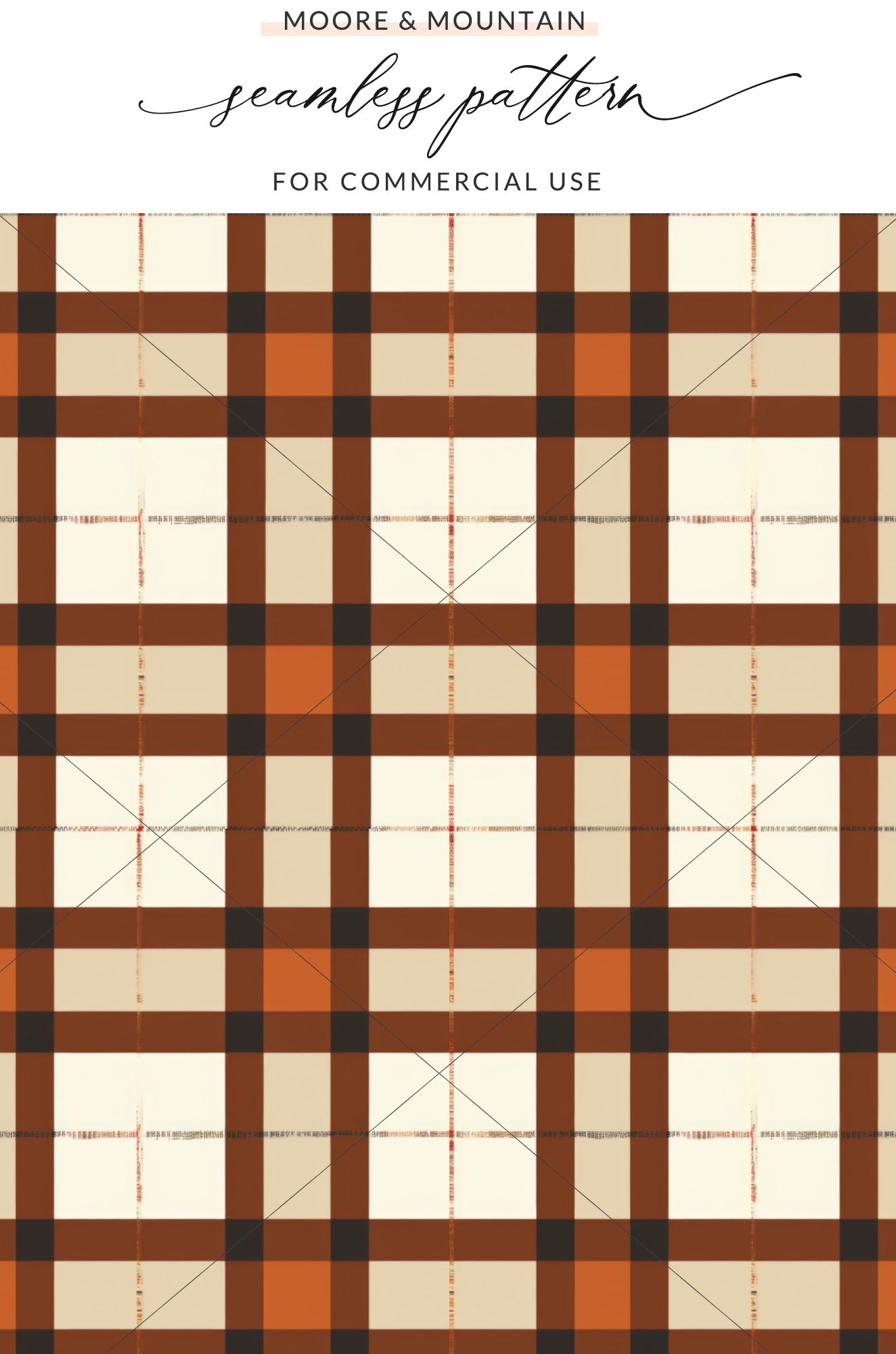 Seamless Brown Orange Plaid Pattern For Commercial Use