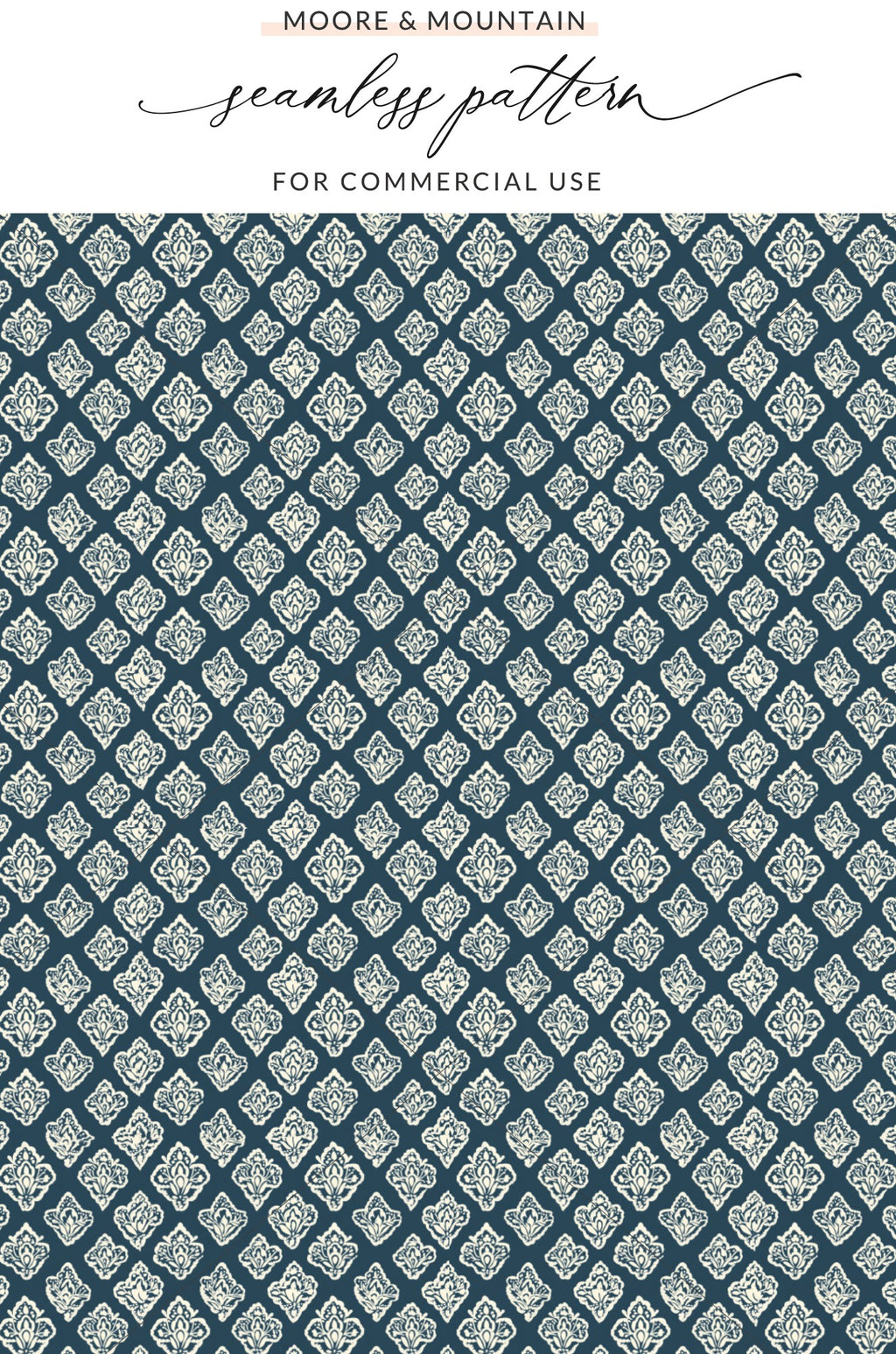 Intricate Blue and White Seamless Pattern Design