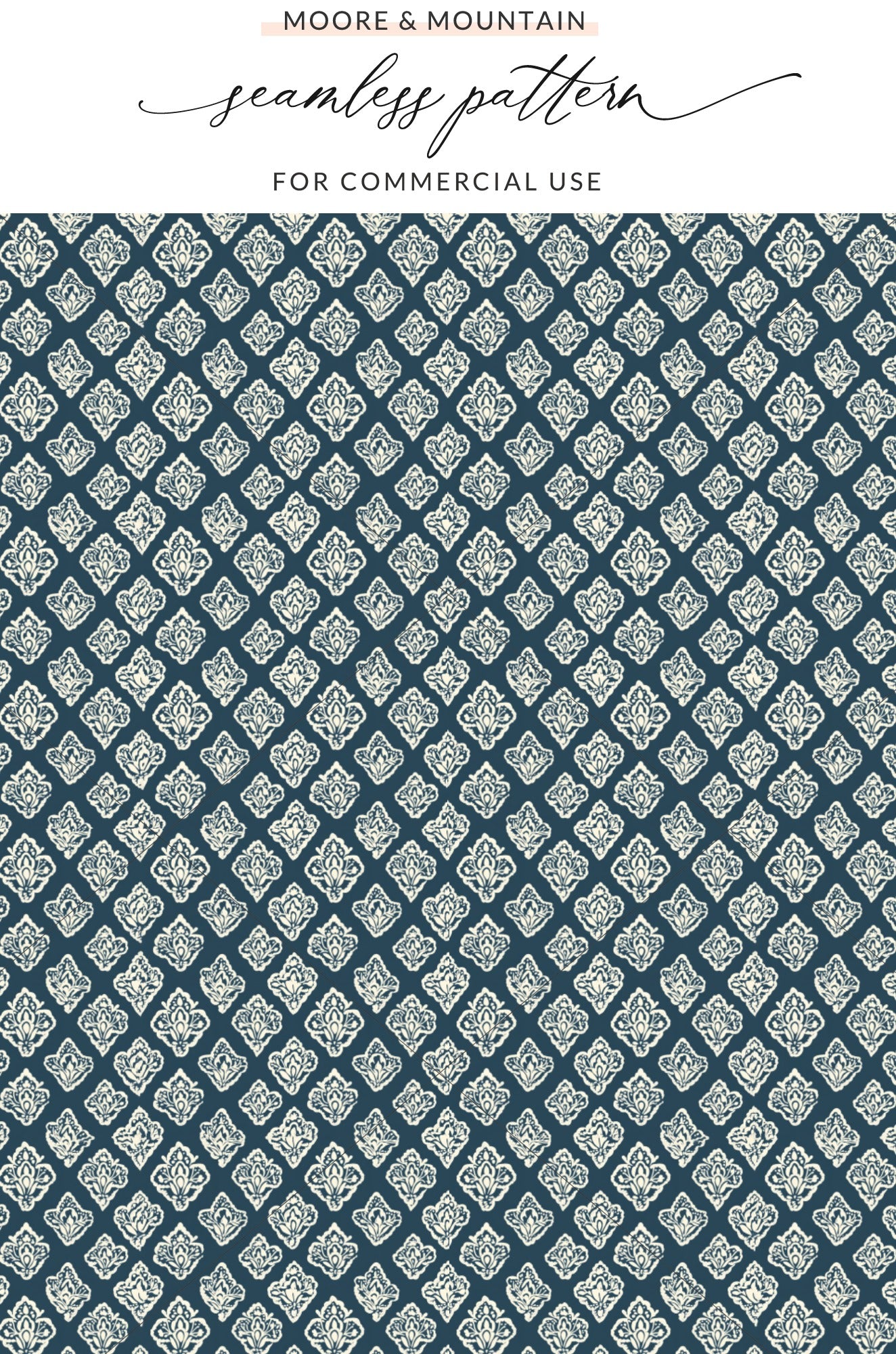 Intricate Blue and White Seamless Pattern Design