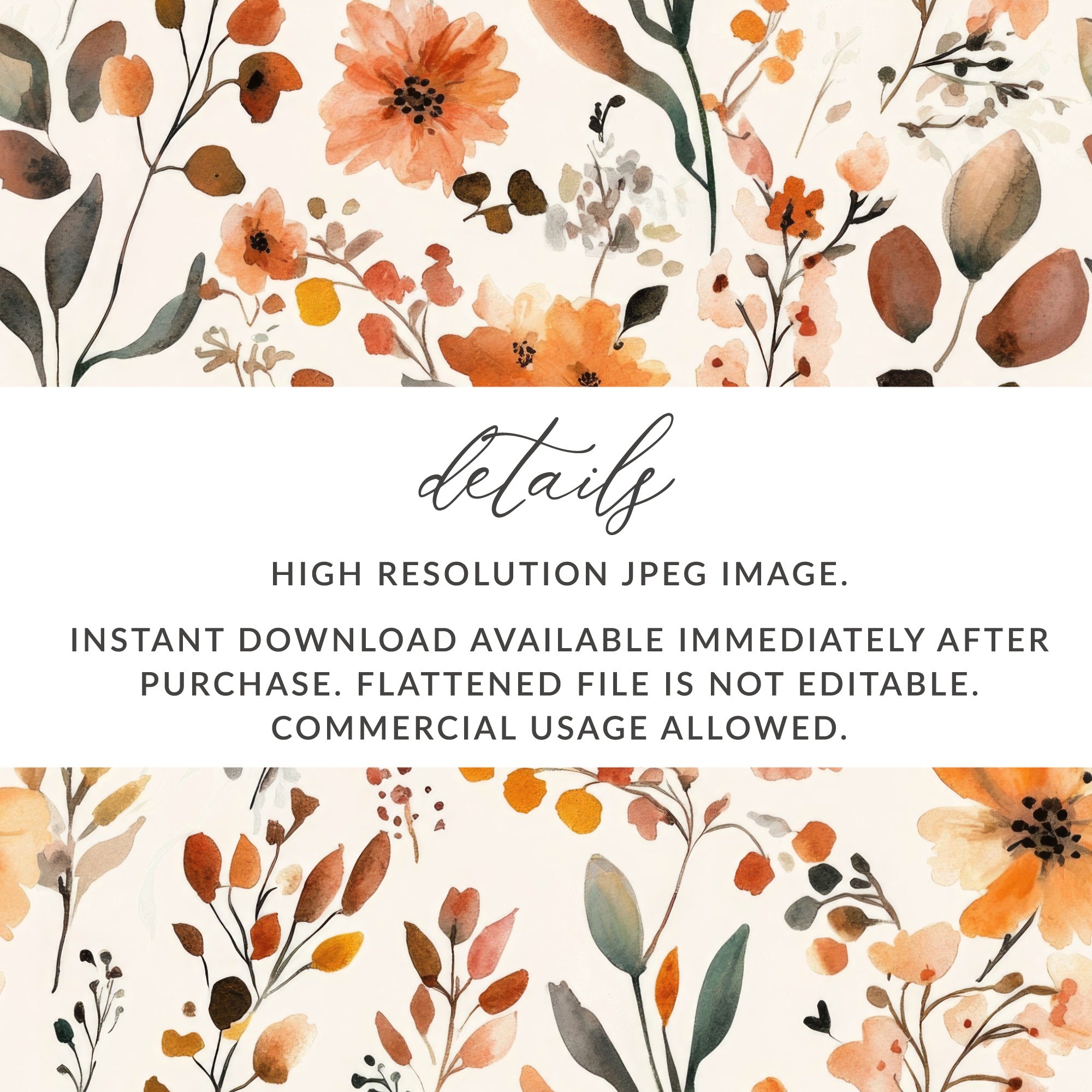 Floral Watercolor Pattern High Resolution JPEG Download
