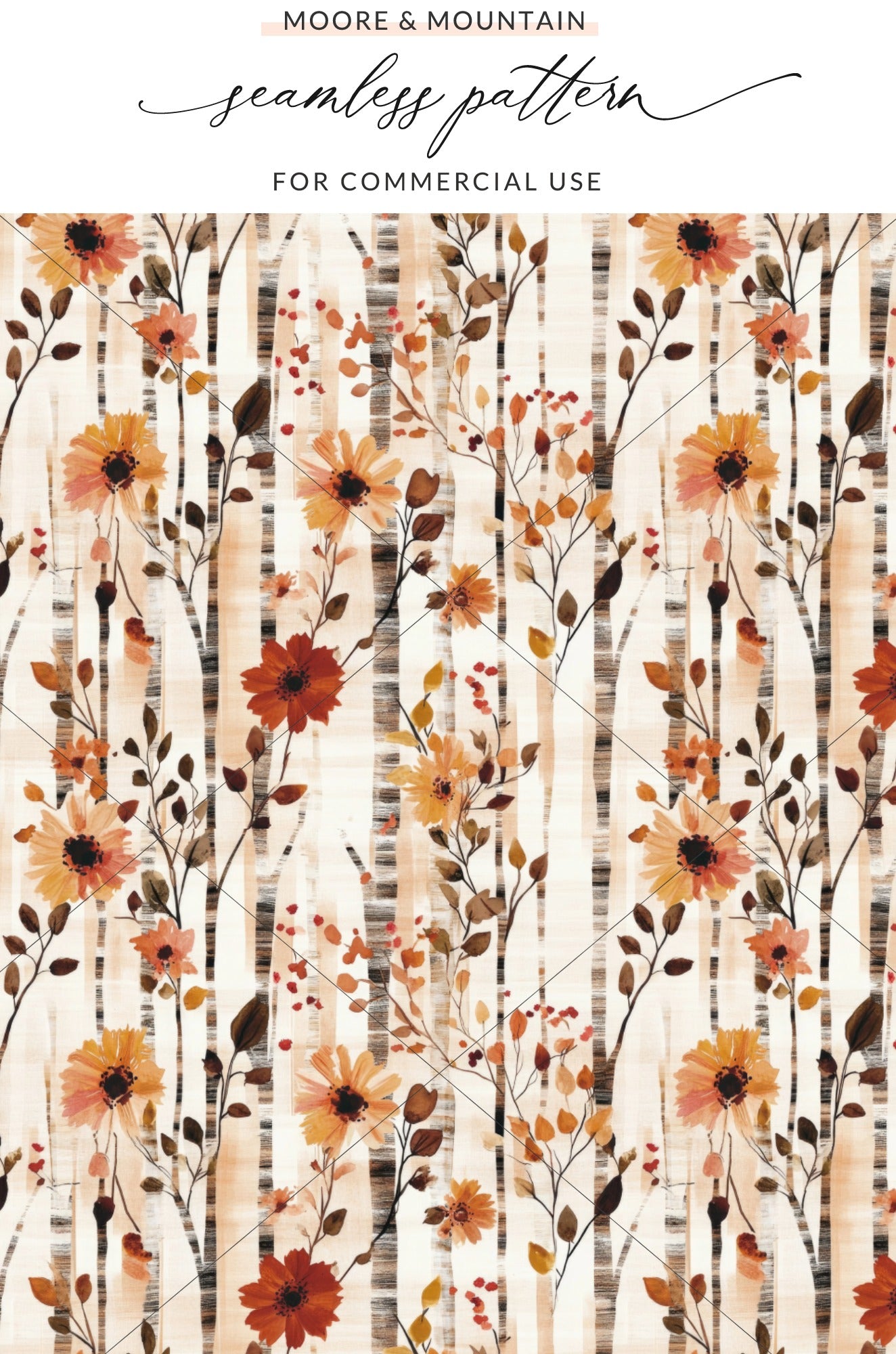 Autumn Floral Seamless Pattern For Commercial Use