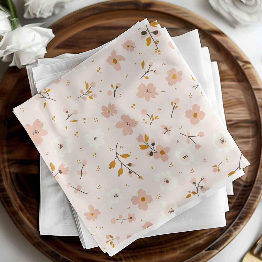 Charming Floral Pattern on Pink Fabric Napkin Product