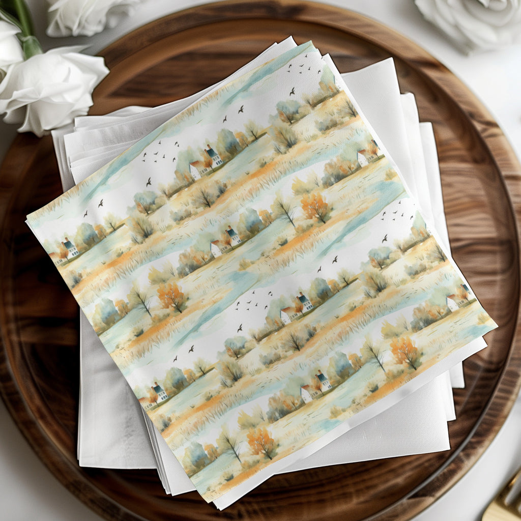 Scenic Countryside Design Disposable Napkins Pack