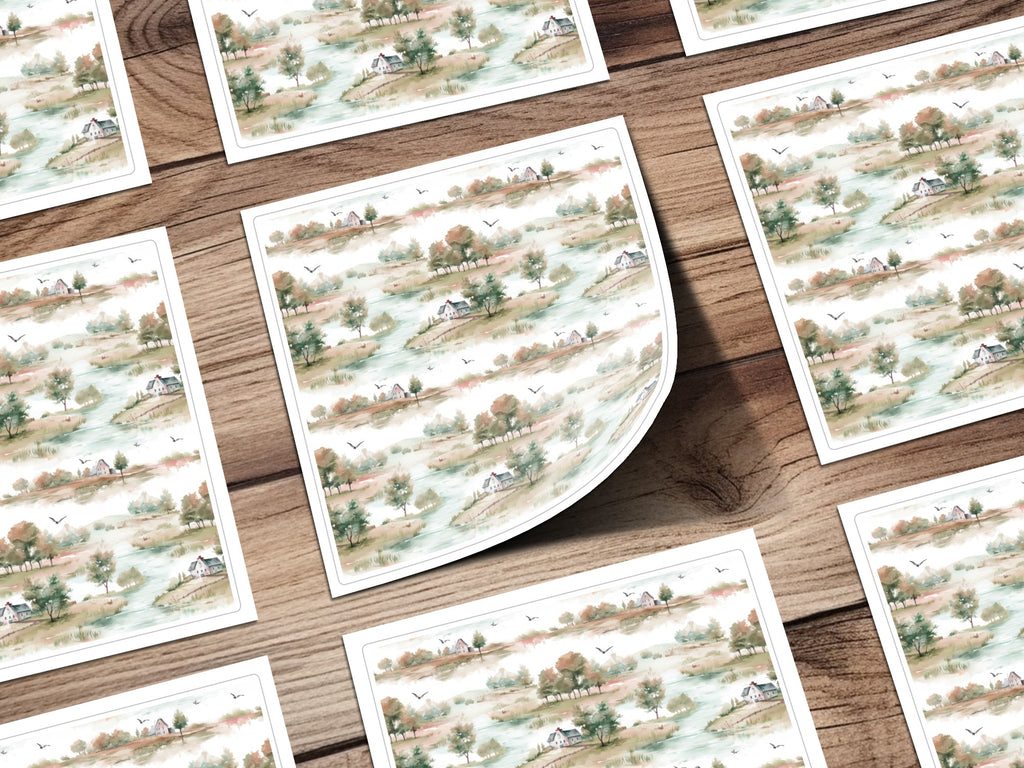 Scenic Countryside Landscape Art Print for Home Decor