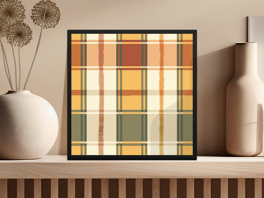 Modern Abstract Plaid Design Framed Art Print