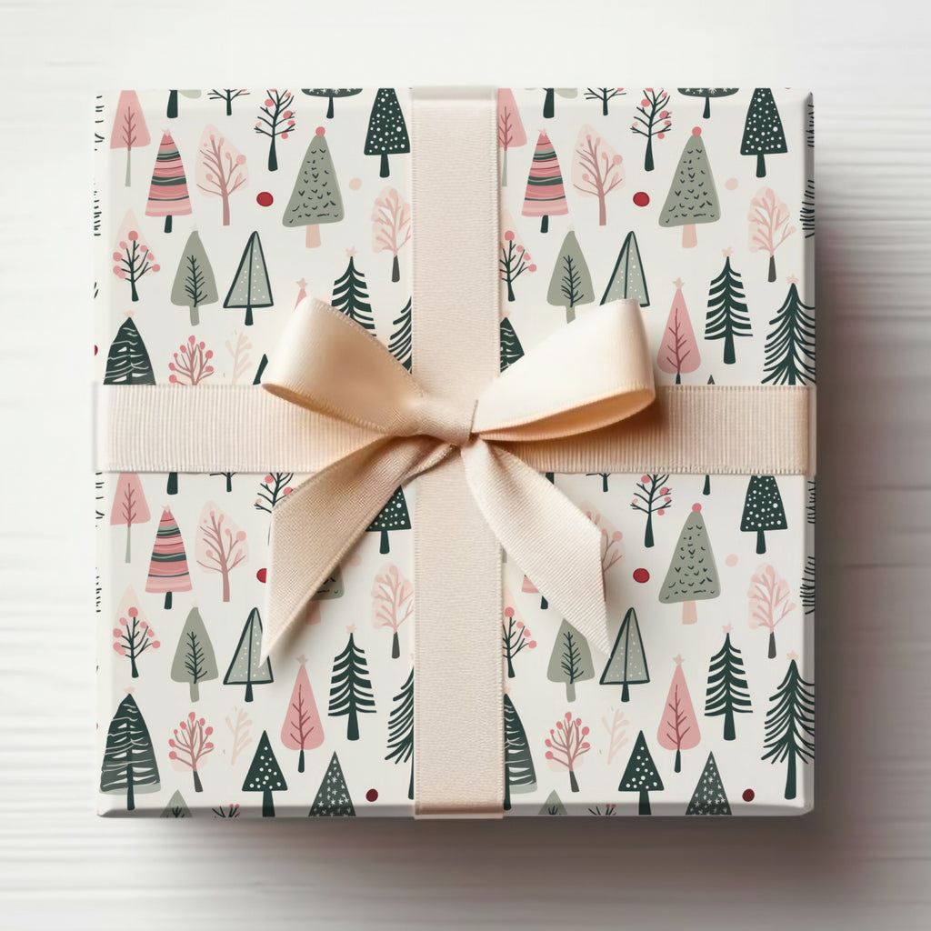 Festive Pastel Forest Gift Wrap Box for Christmas