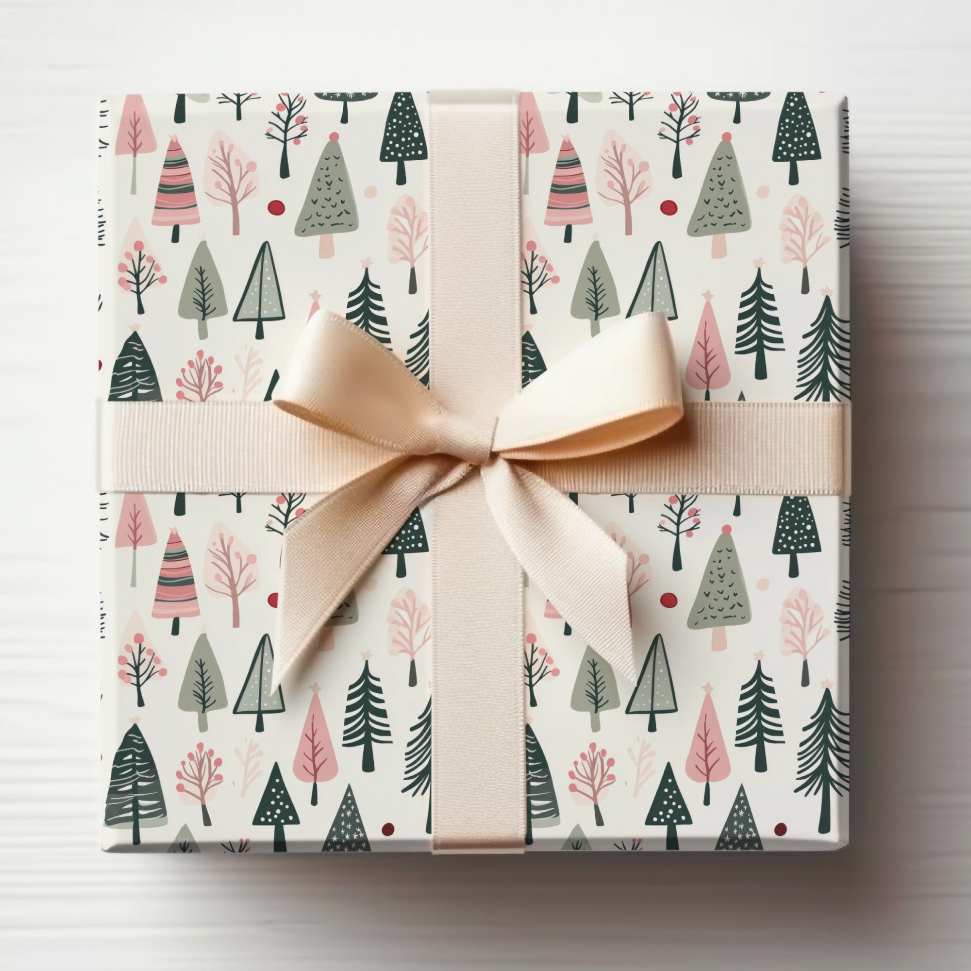 Festive Pastel Forest Gift Wrap Box for Christmas