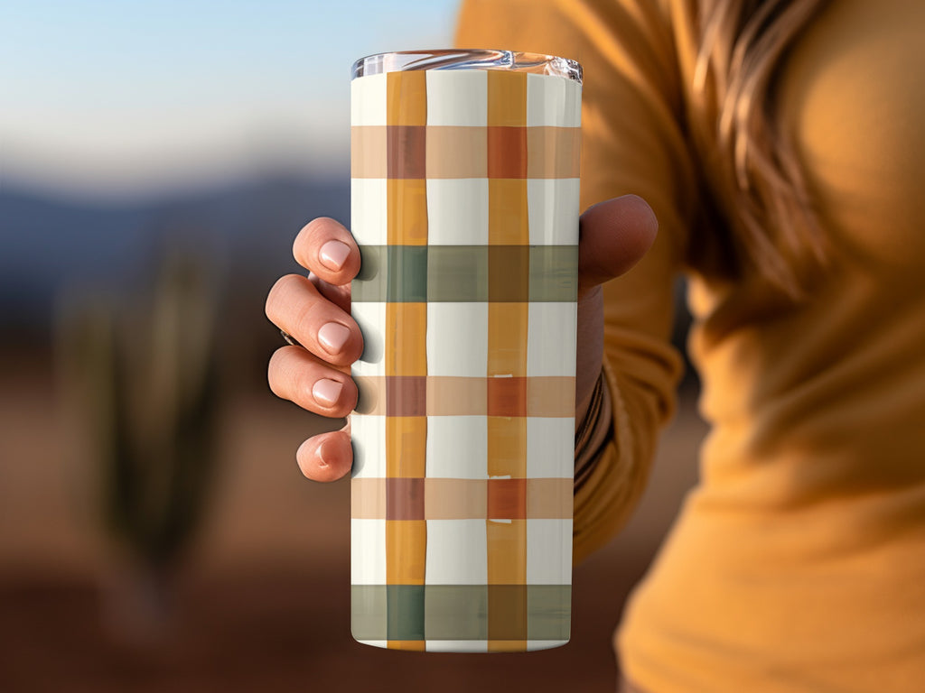 Stylish Plaid Patterned Insulated Tumbler Product