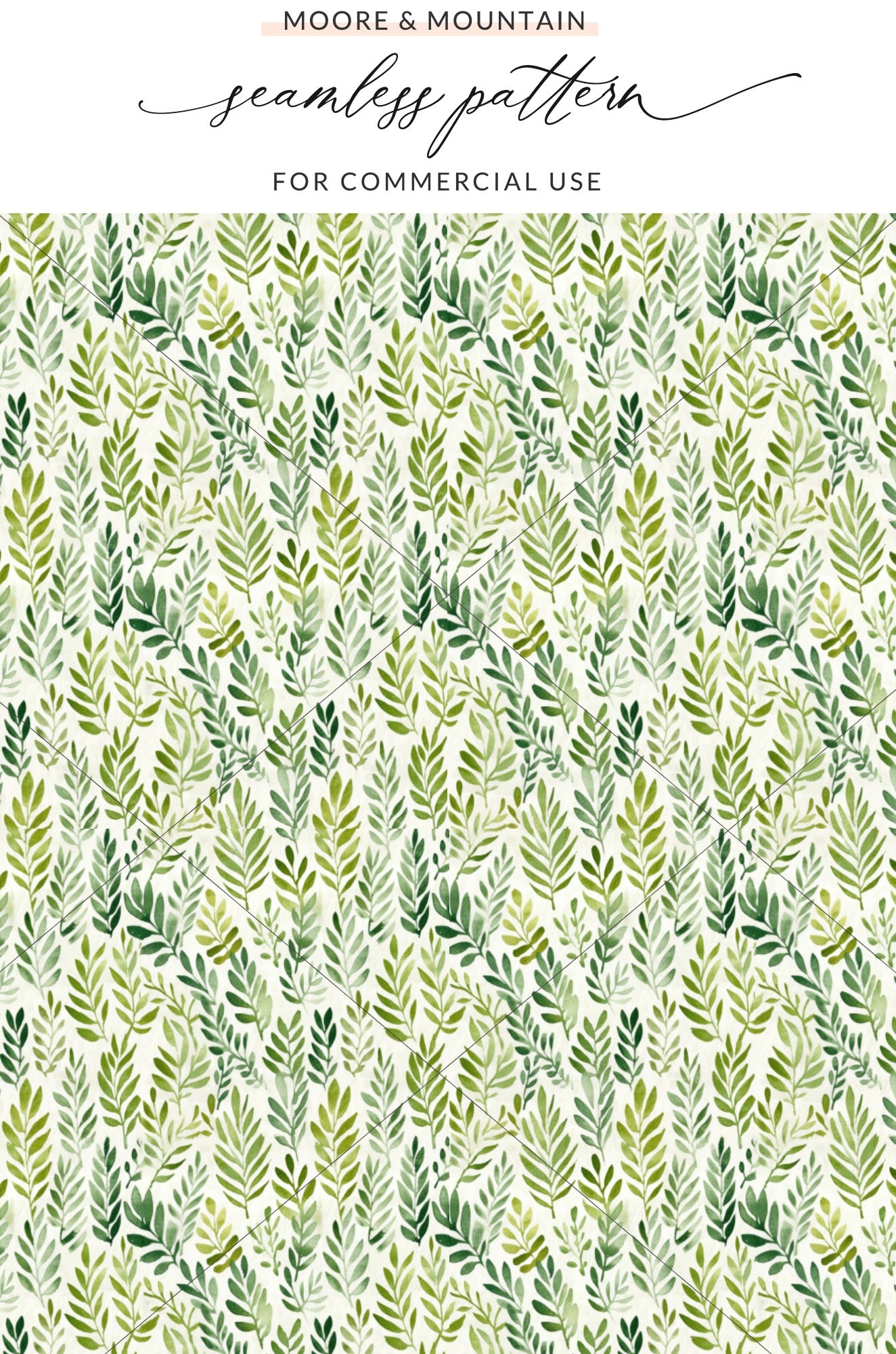 Green Leaves Seamless Pattern for Commercial Use