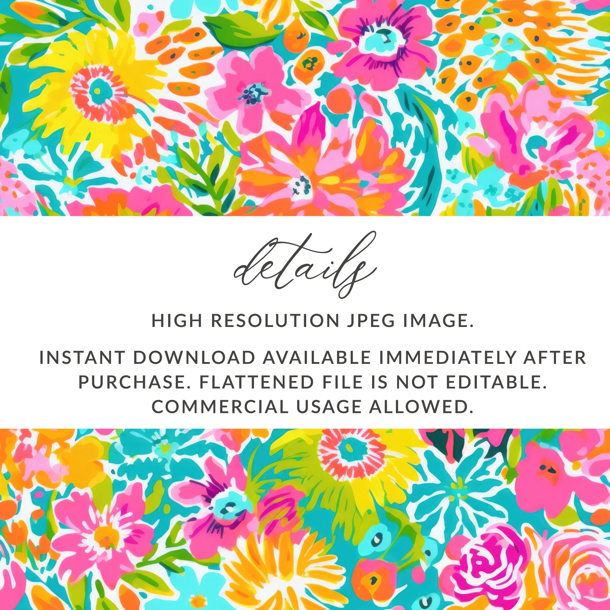 Colorful Floral High Resolution JPEG Instant Download