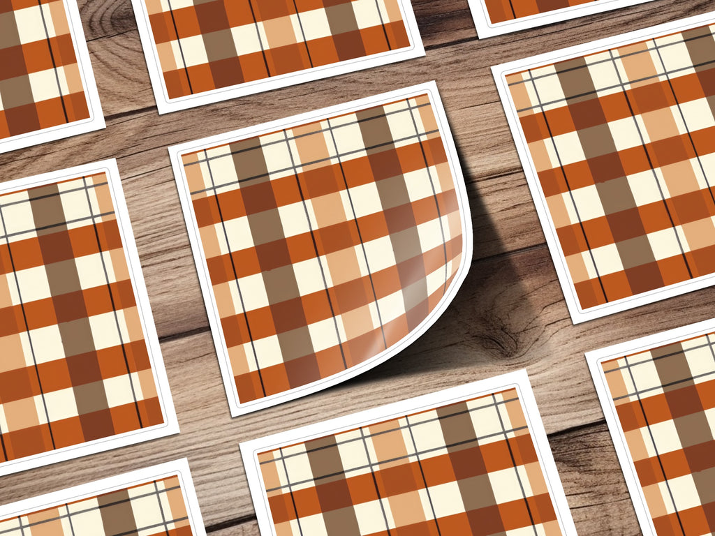 Autumn Plaid Pattern Rectangular Sticker Product