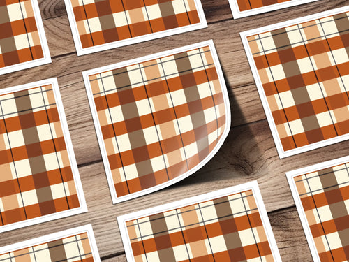 Autumn Plaid Pattern Rectangular Sticker Product