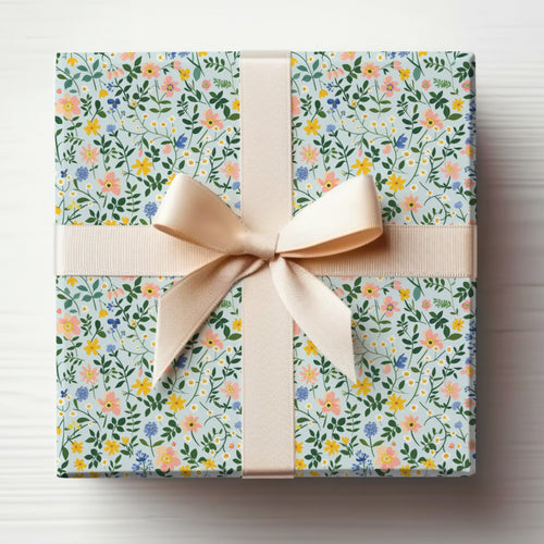 Floral Gift Wrap with Beige Bow for All Occasions