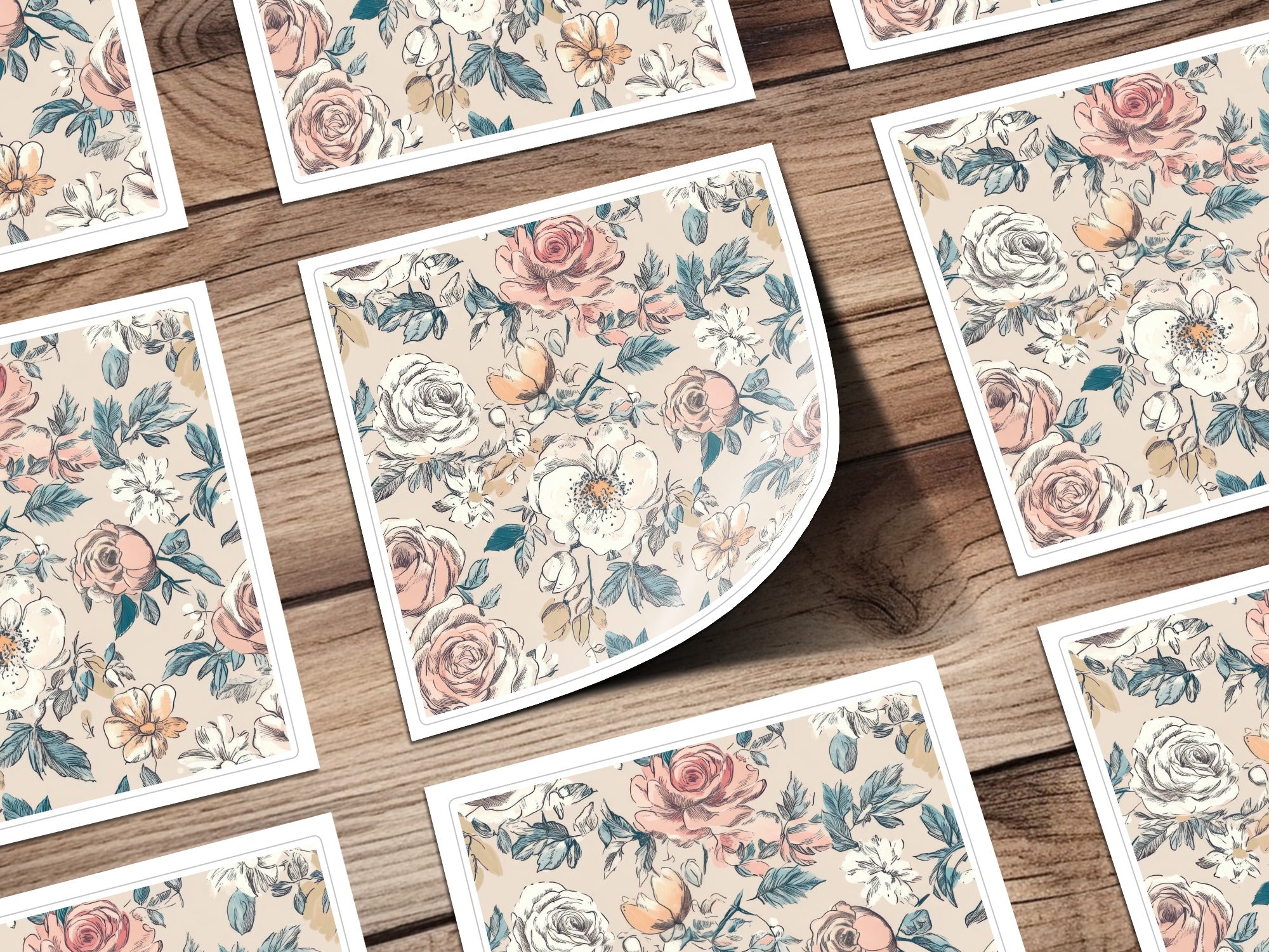 Beautiful Floral Pattern with Pastel Roses Design product
