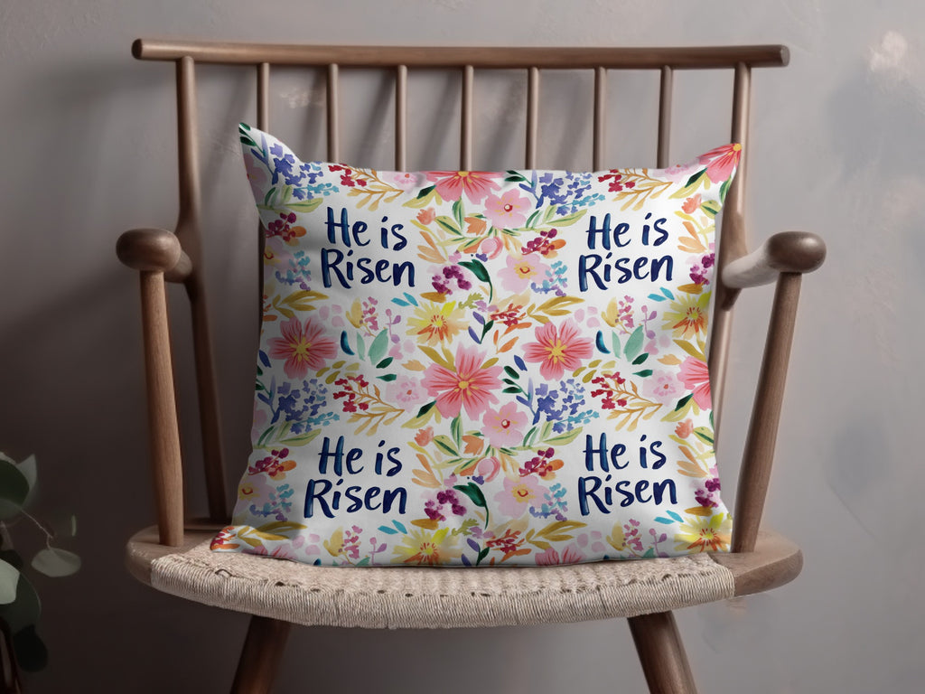 He is Risen Floral Pattern Pillow Home Decor