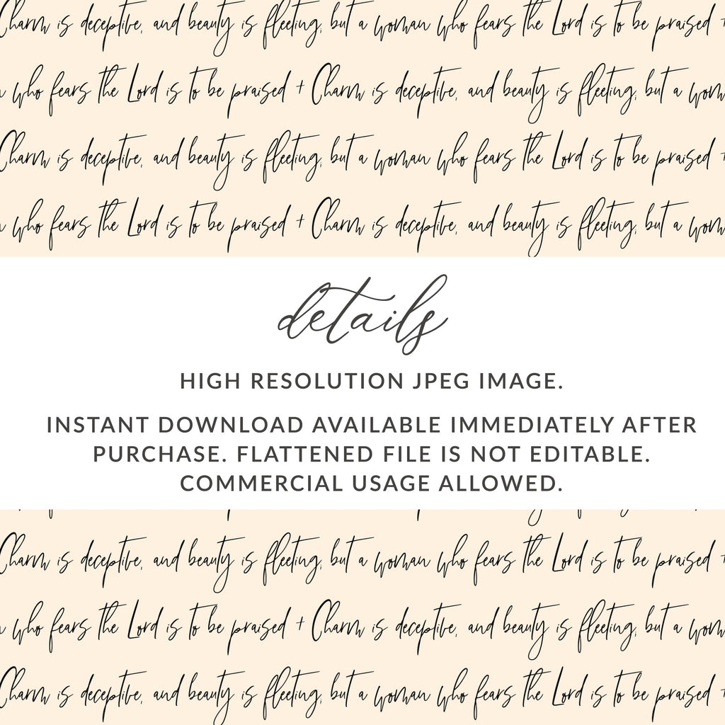 Charm is Deceptive and Beauty is Fleeting Instant Download