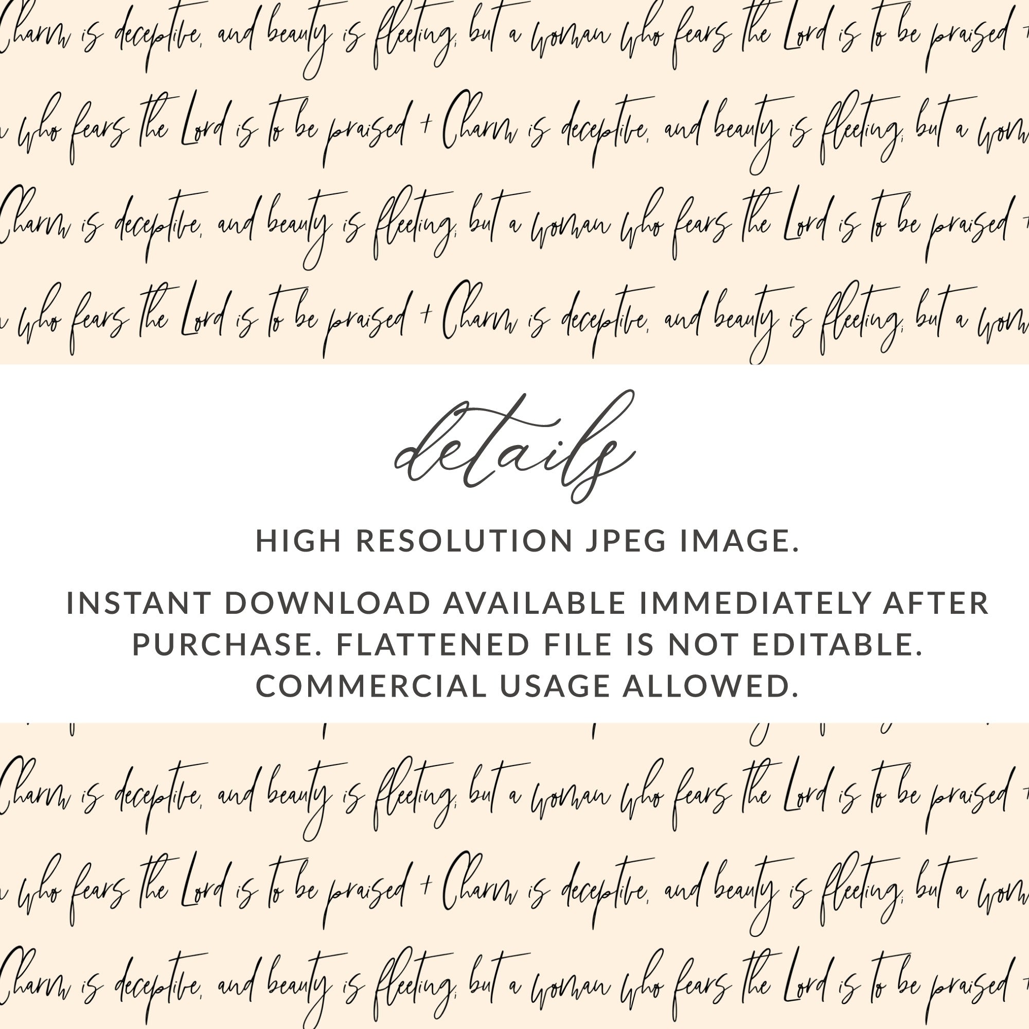 Charm is Deceptive and Beauty is Fleeting Instant Download