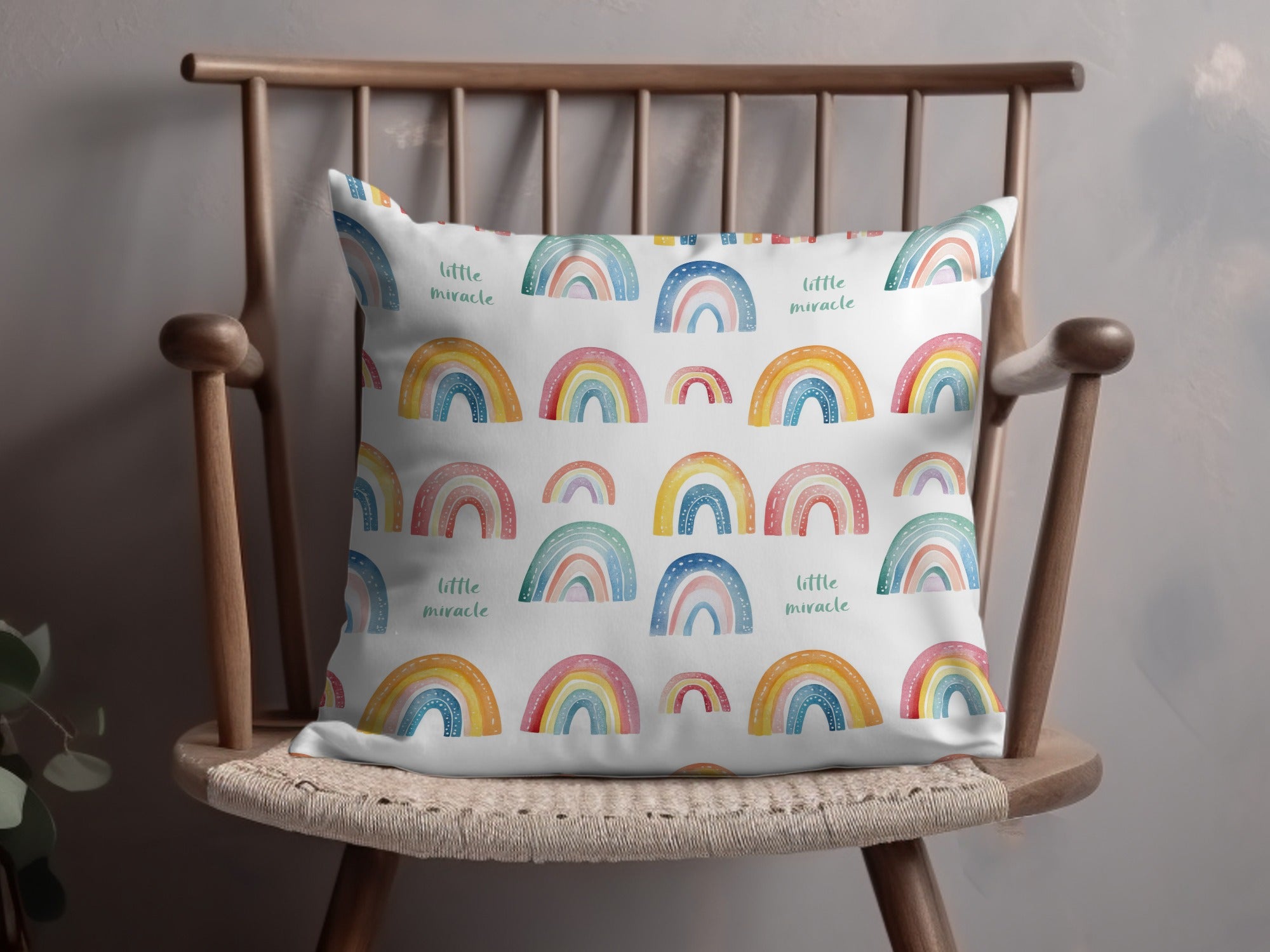 Little Miracle Rainbow Pattern Decorative Pillow