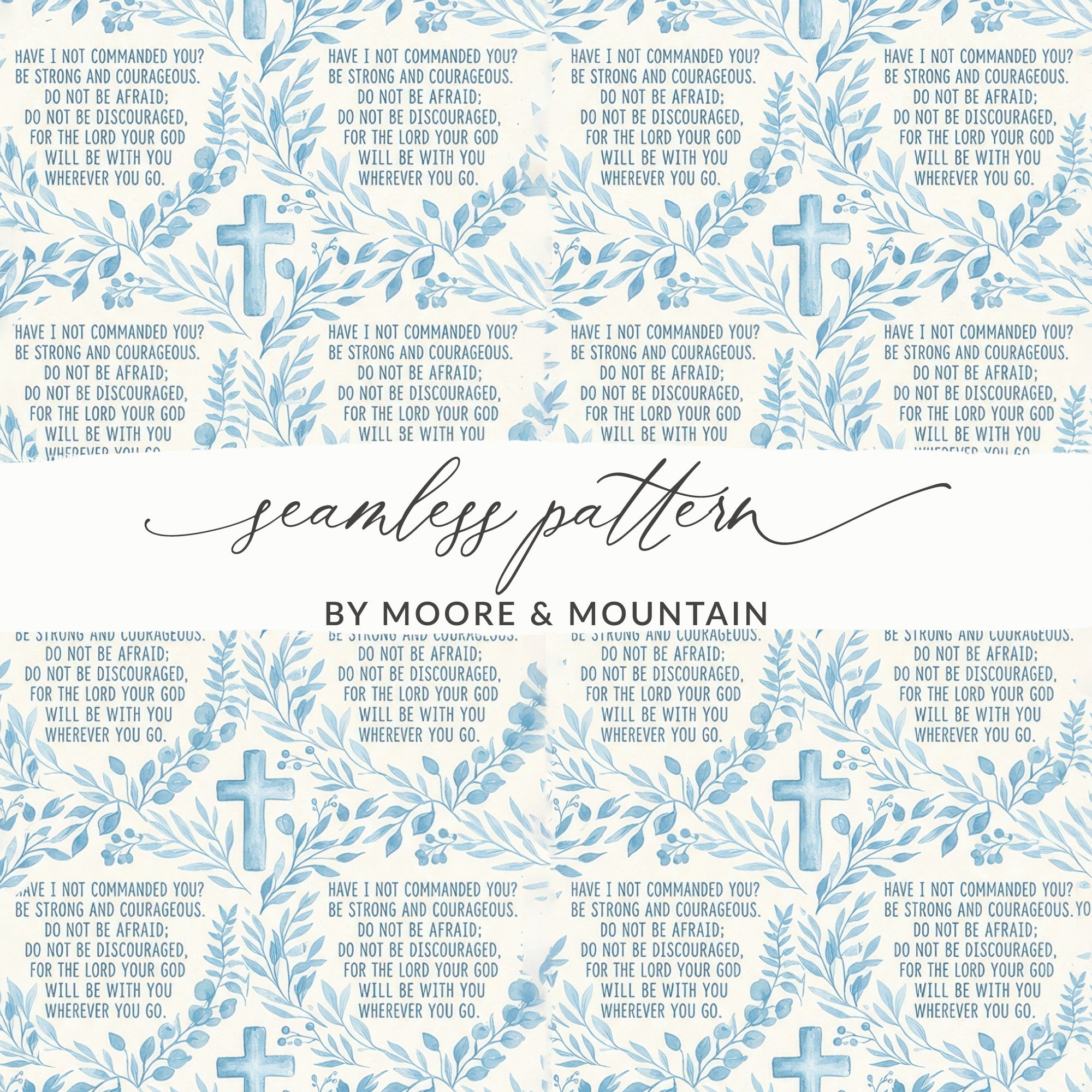 Seamless Pattern Be Strong Courageous Cross Design product type