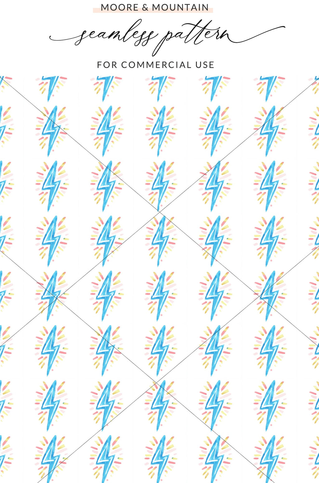 Blue Lightning Bolt Bright Energy Pattern Design product type