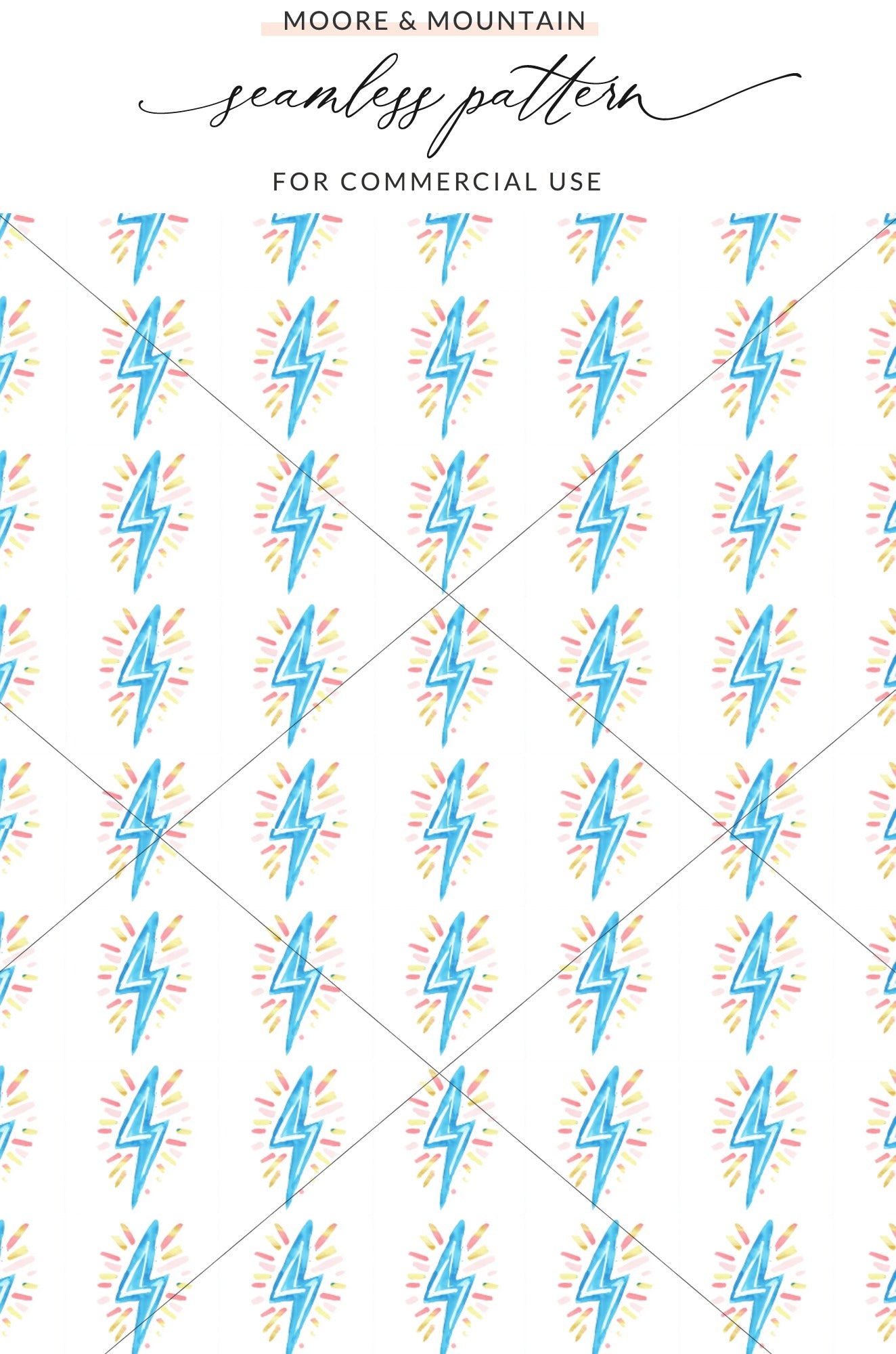 Blue Lightning Bolt Bright Energy Pattern Design product type