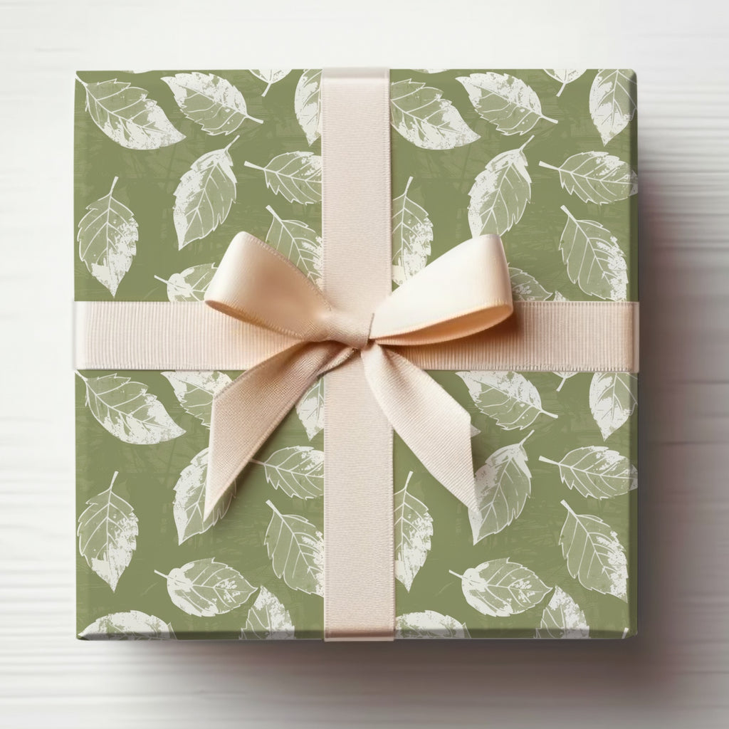 Elegant Leafy Patterned Gift Box with Ribbon