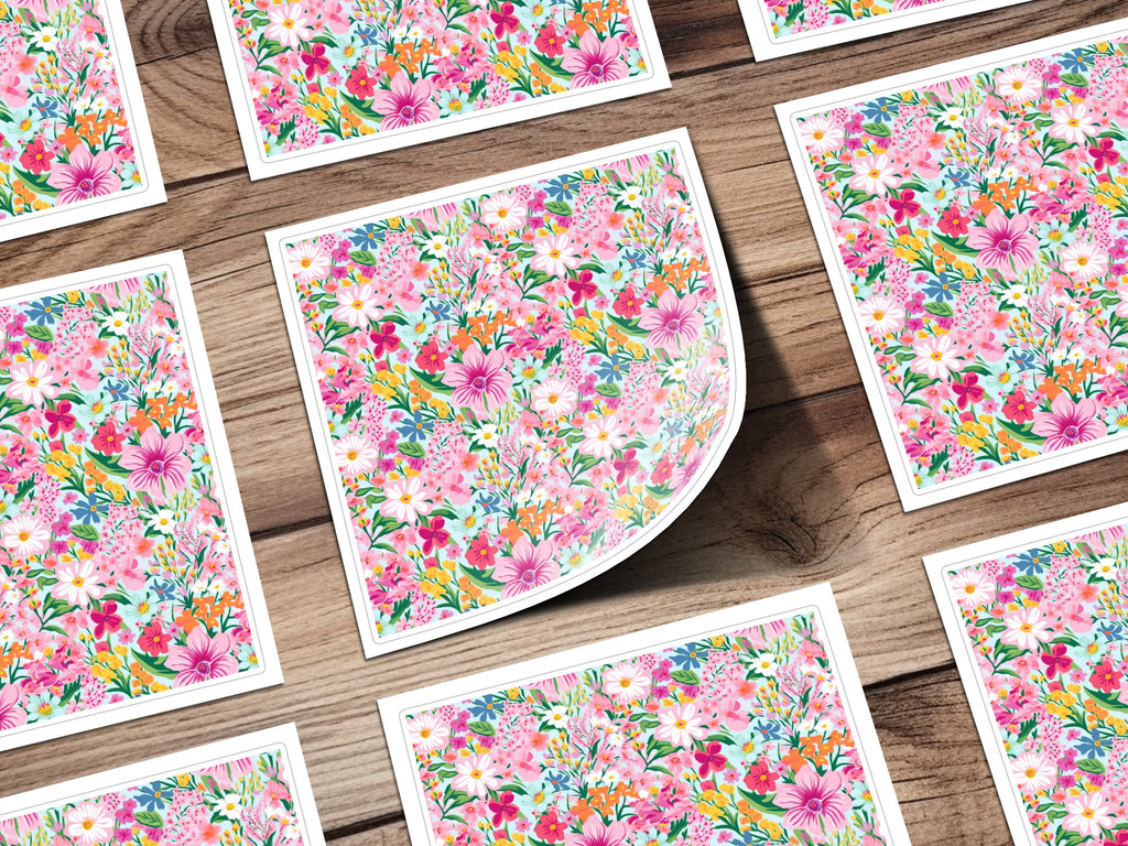 Vibrant Floral Pattern for Decorative Crafts Stickers