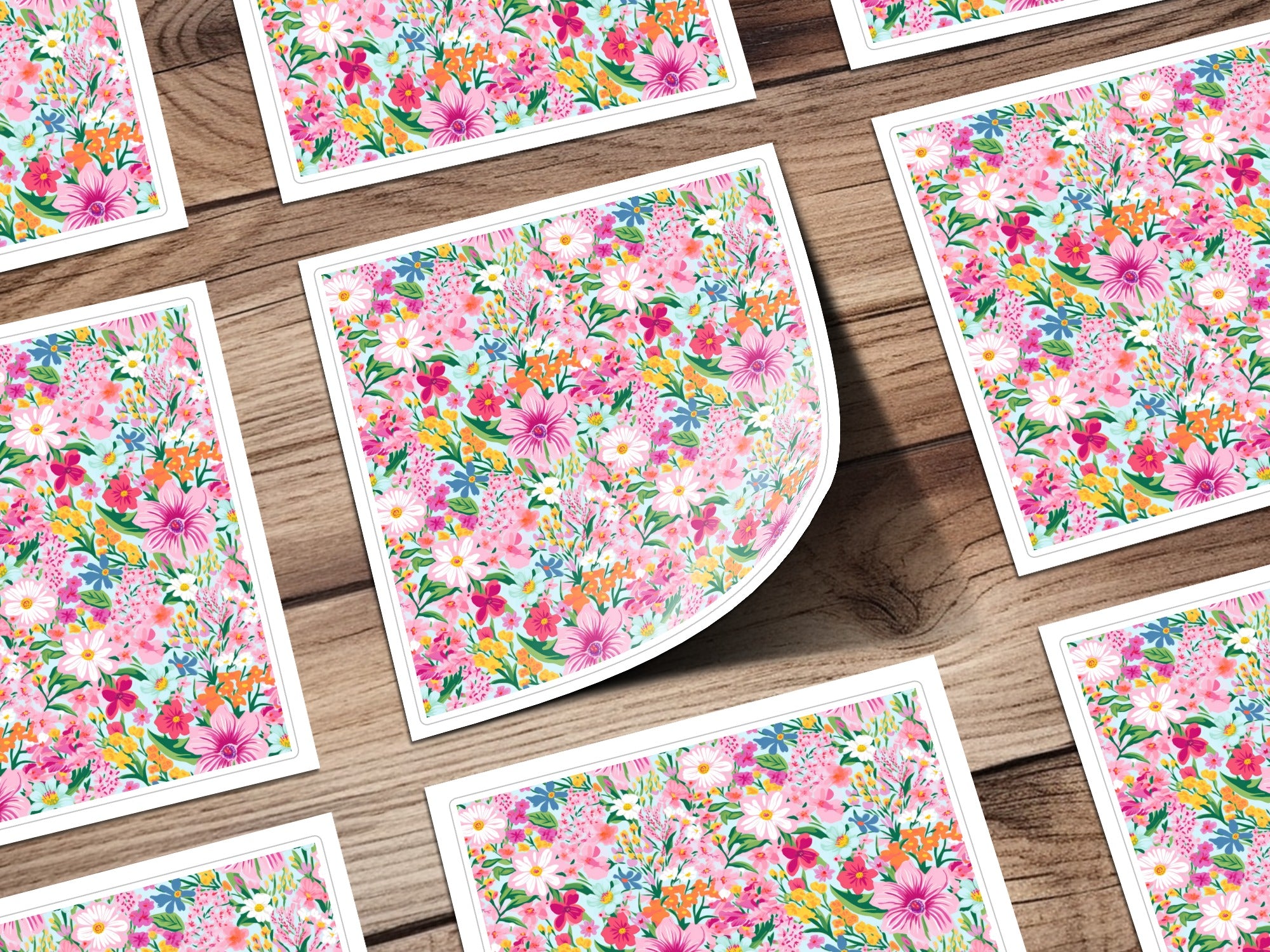Vibrant Floral Pattern for Decorative Crafts Stickers