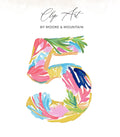 Number five in colorful floral clip art by Moore & Mountain.