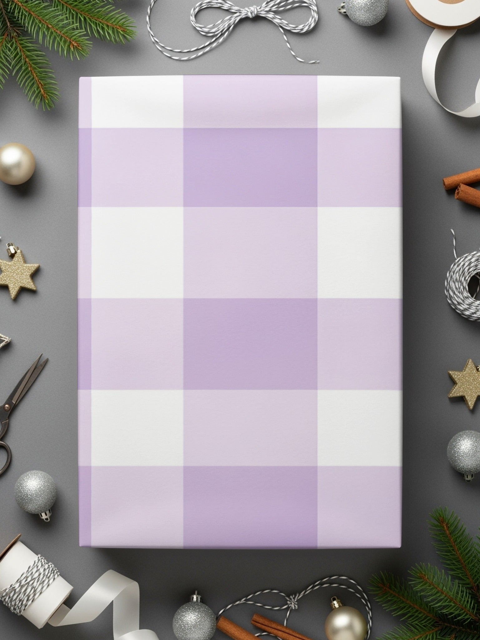 Lavender and White Plaid Wrapping Paper for Gifts