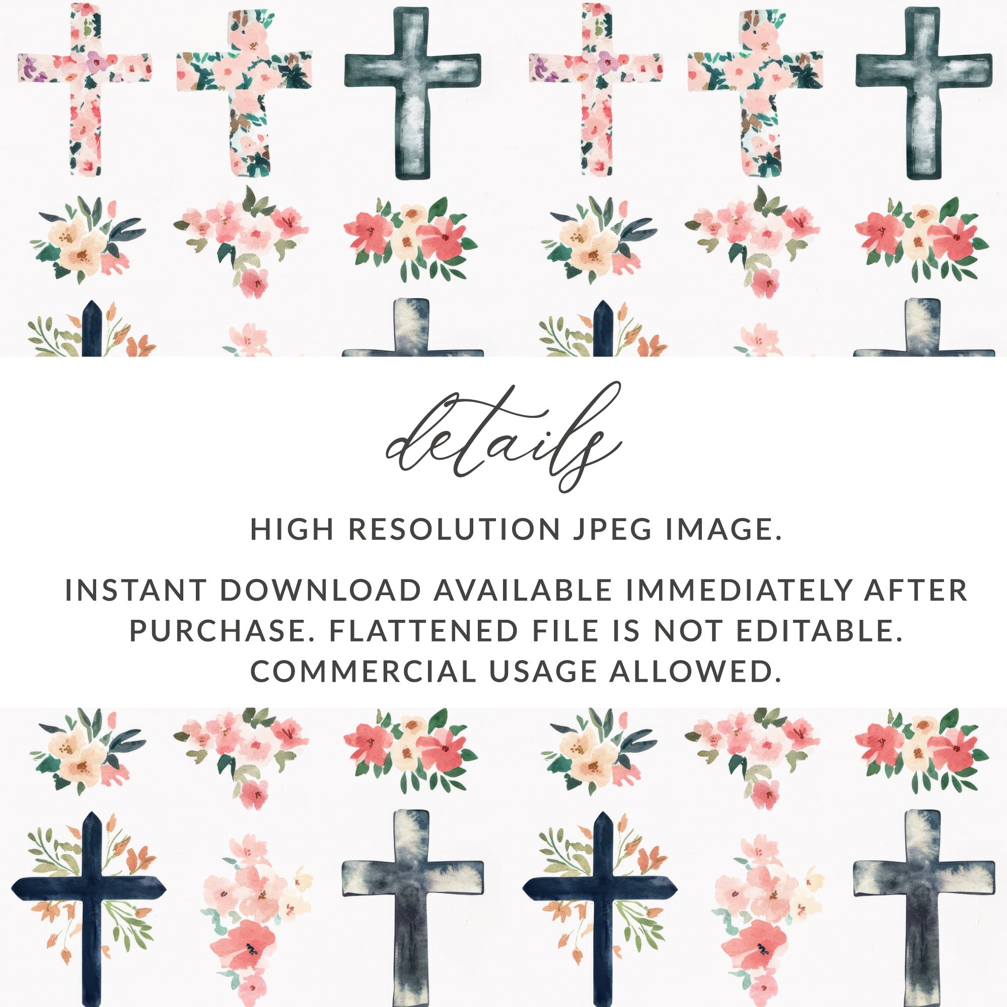Floral Cross and Bloom Set for Download High Resolution Image