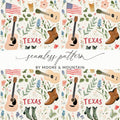 Texas Themed Seamless Pattern With Guitars and Boots