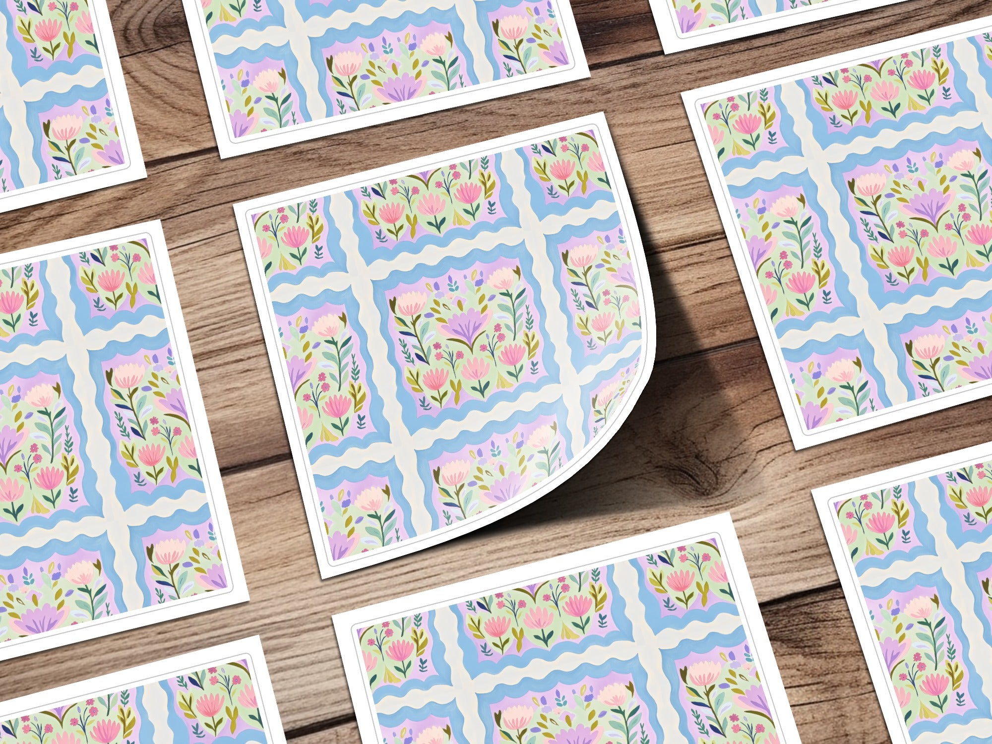 Vibrant Floral Pattern Sticker Sheets for Crafting