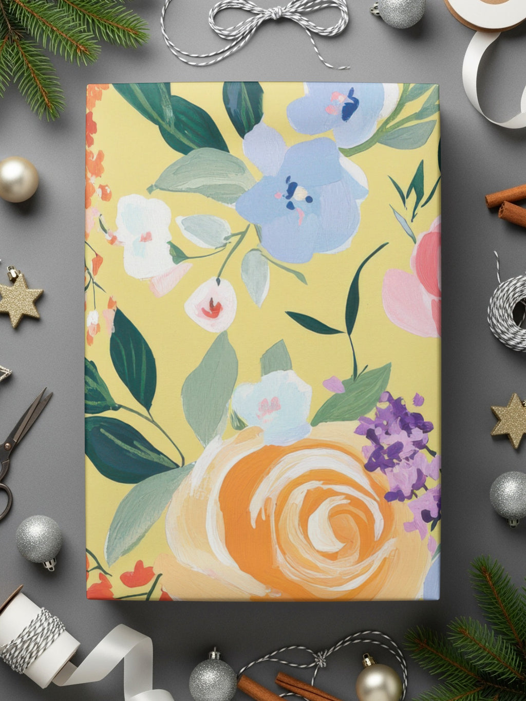 Yellow Acrylic Seamless Pattern, Abstract Floral Digital Paper, Modern Gouache Painted Background, Fine Art Floral Design, Spring Ditsy Art