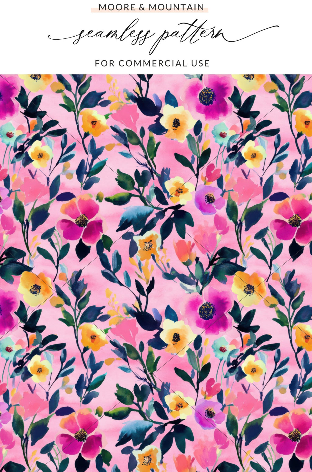 Vibrant Floral Seamless Pattern for Commercial Use