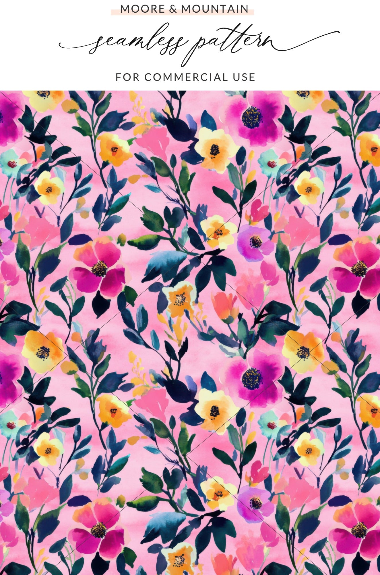 Vibrant Floral Seamless Pattern for Commercial Use
