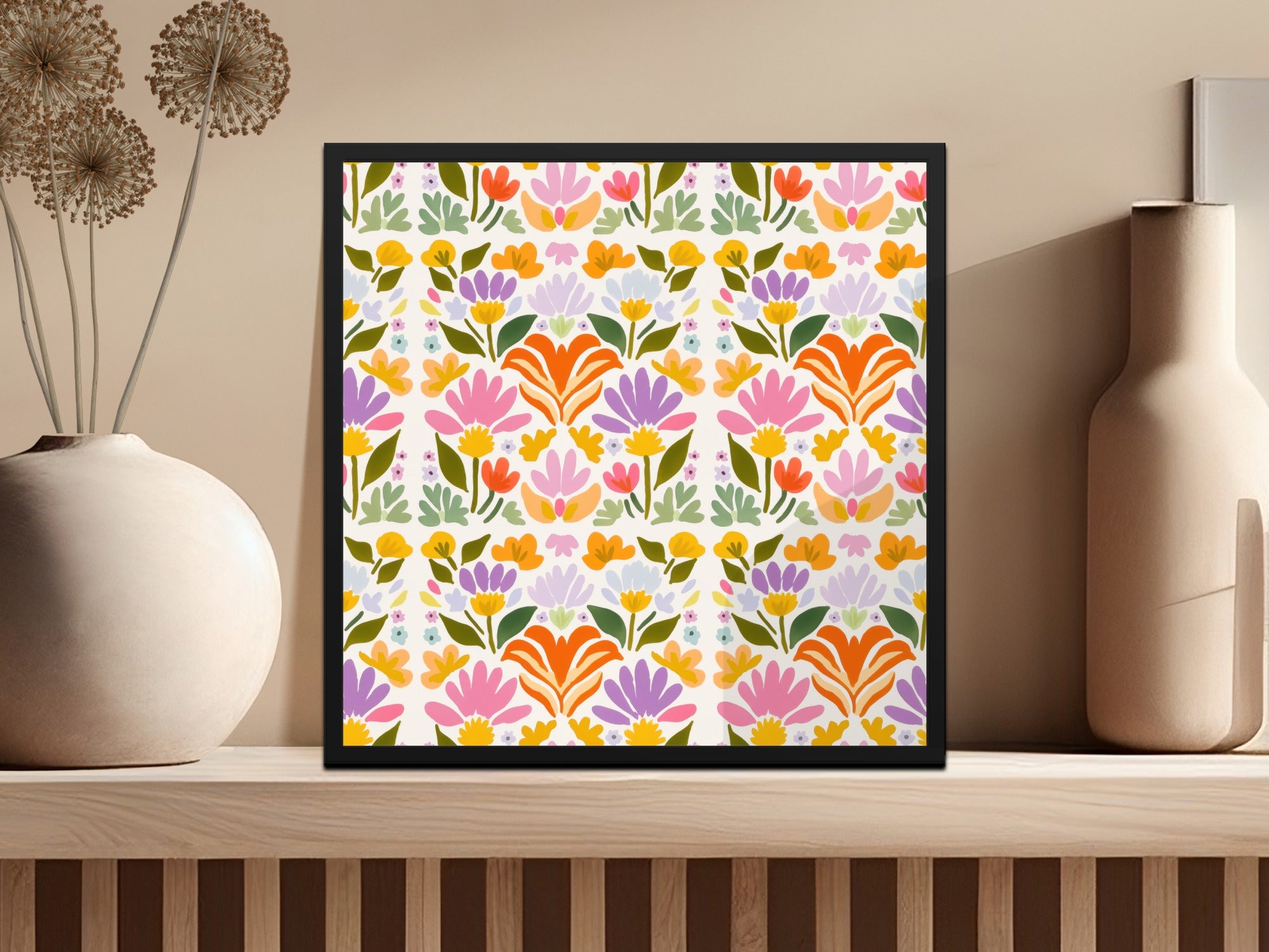 Colorful Floral Pattern Art Print for Home Decor