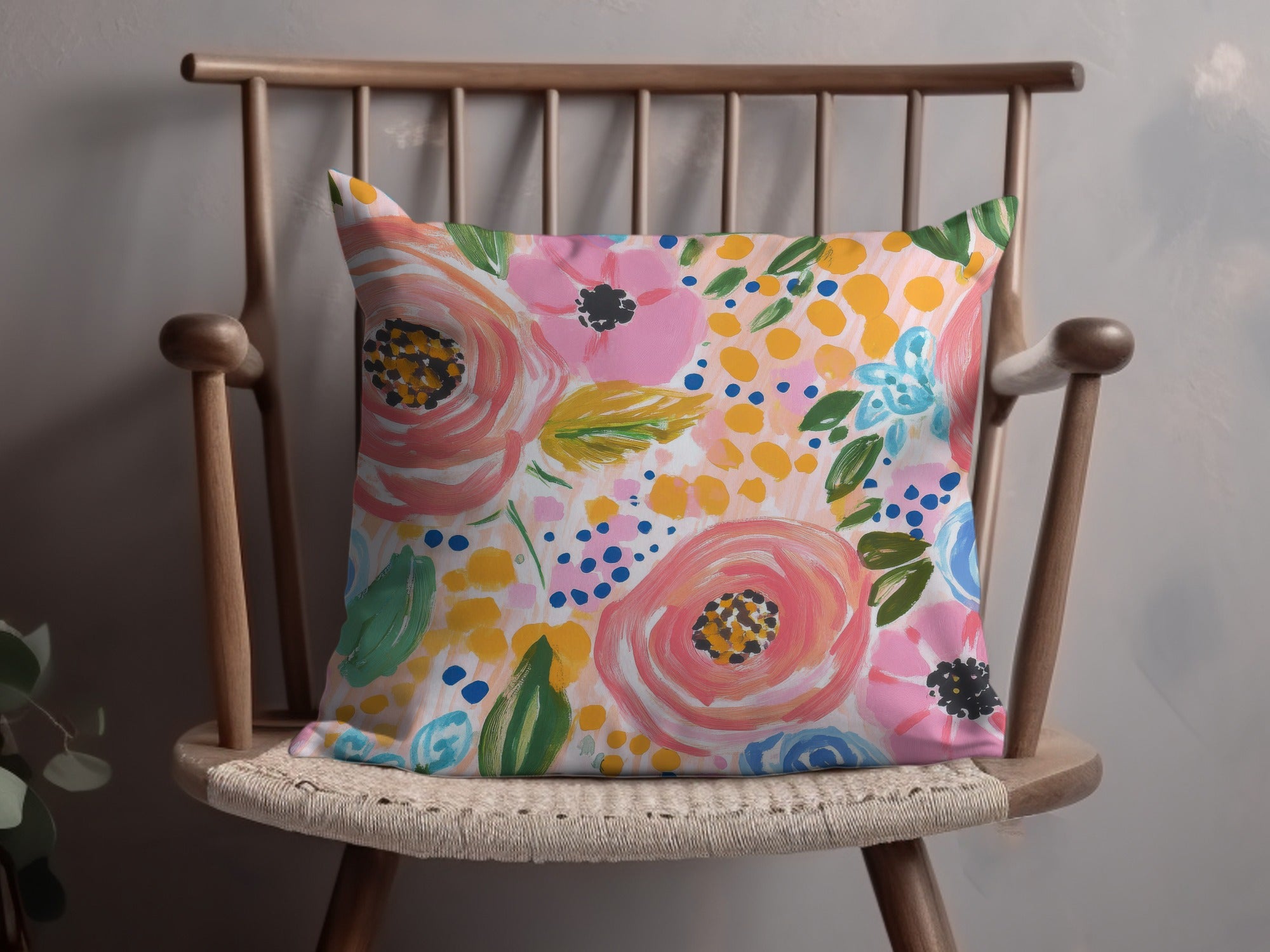 Pink Acrylic Seamless Pattern, Abstract Floral Digital Paper, Fine Art Floral Digital Print, Spring Ditsy Gouache Art Download