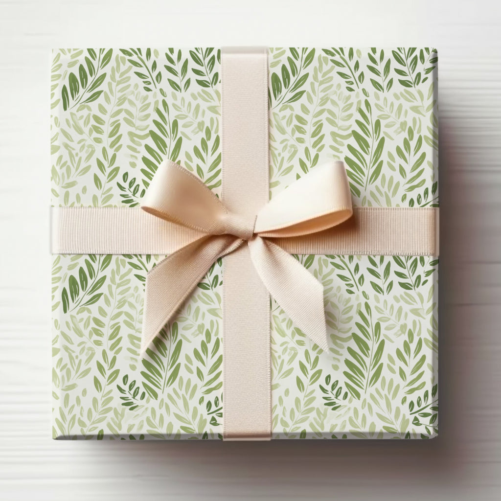 Elegant Leaf Pattern Gift Box with Ribbon